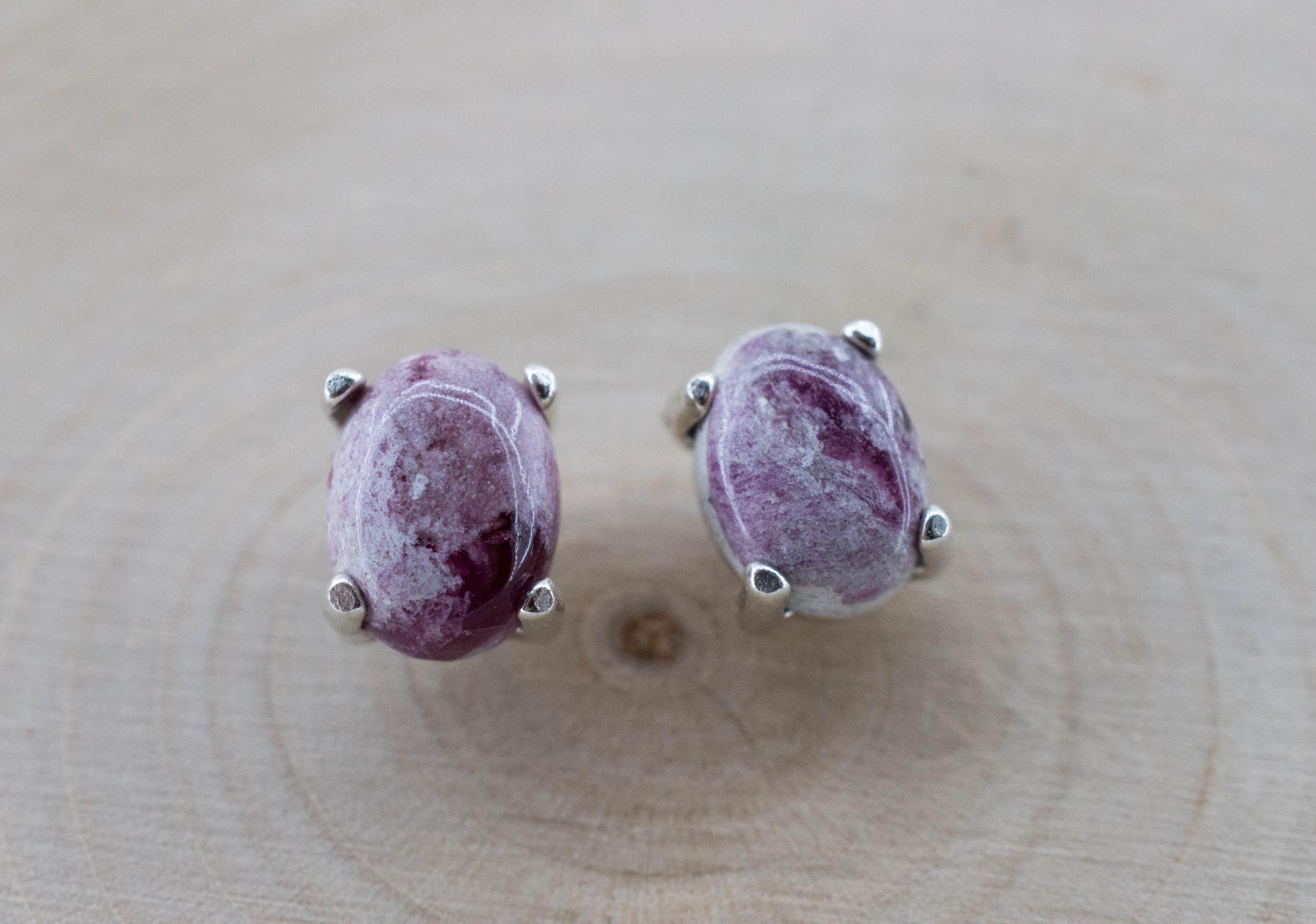 Red Beryl Earrings; Natural Untreated USA Bixbite in Matrix; 2.445cts