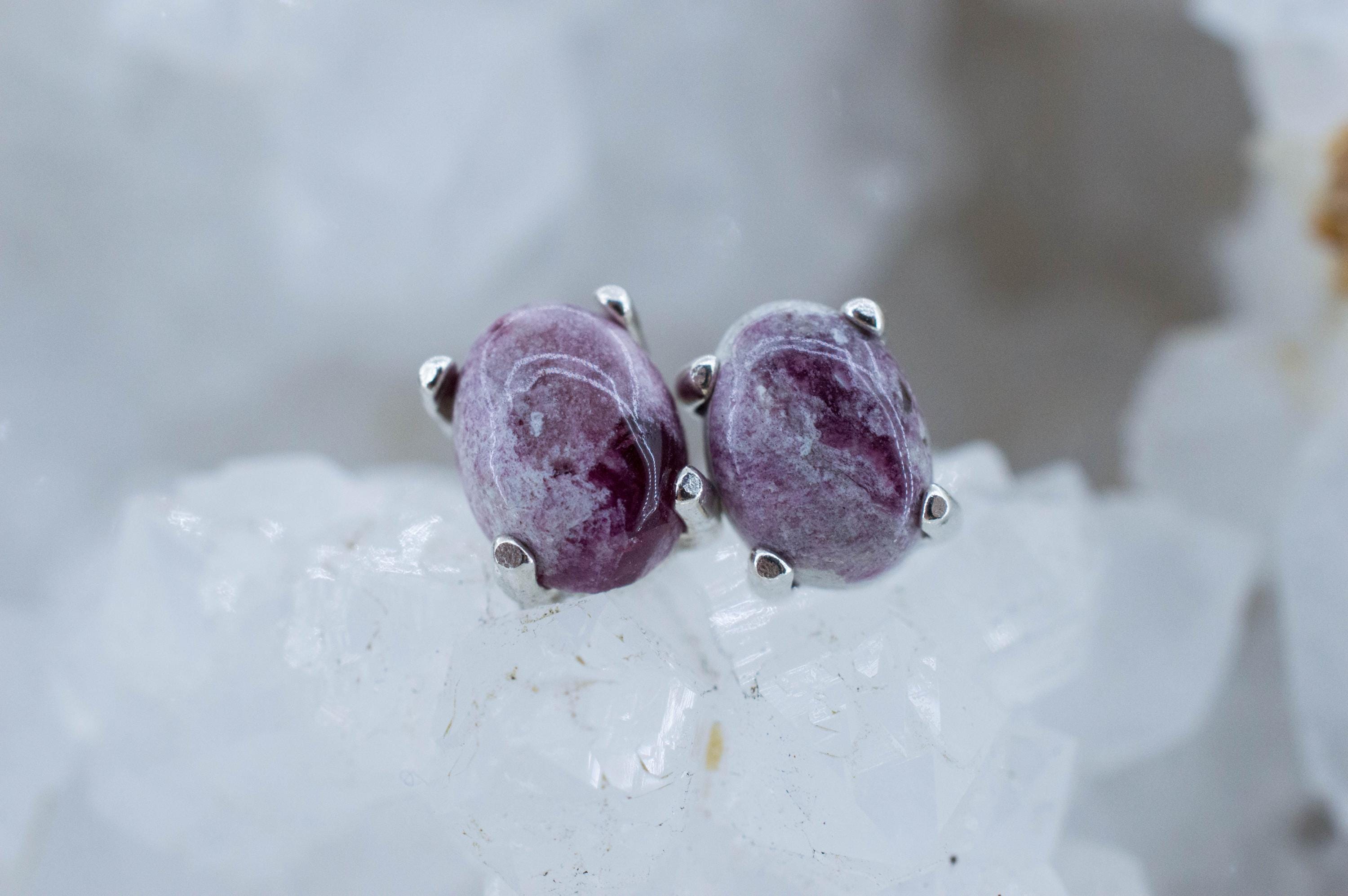 Red Beryl Earrings; Natural Untreated USA Bixbite in Matrix; 2.445cts