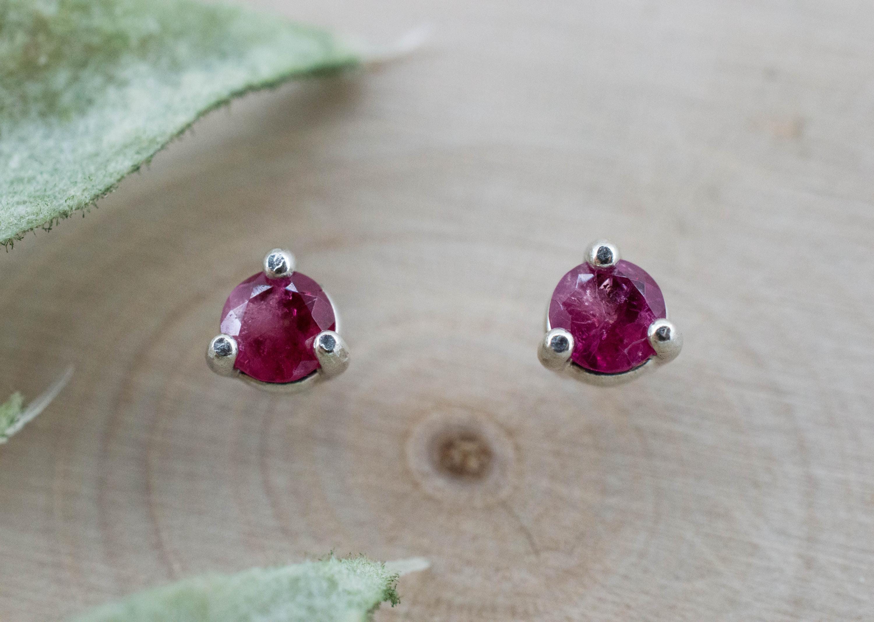 Red Beryl Earrings; Natural Untreated USA Bixbite; 0.310cts