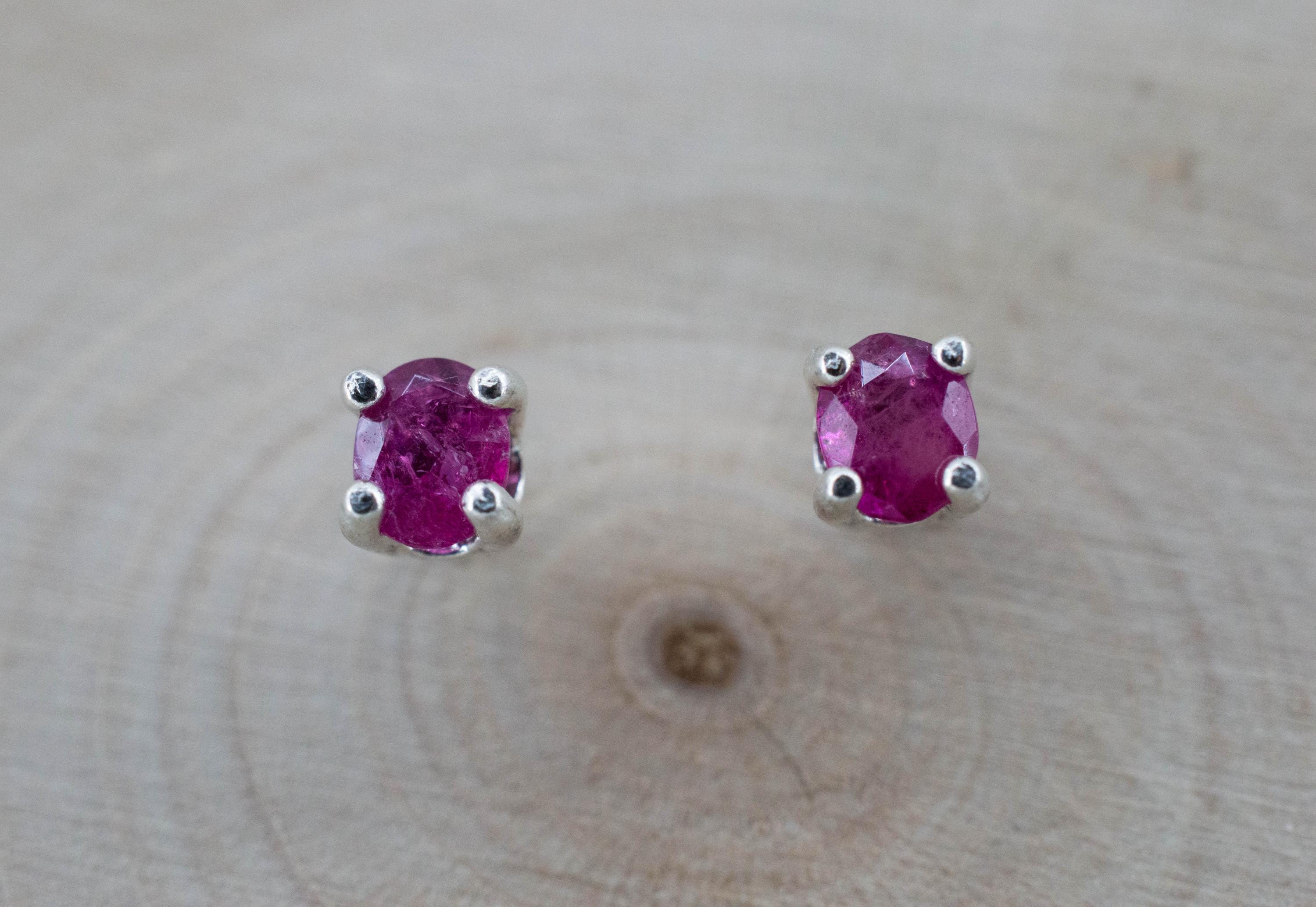 Red Beryl Earrings; Natural Untreated USA Bixbite; 0.330cts
