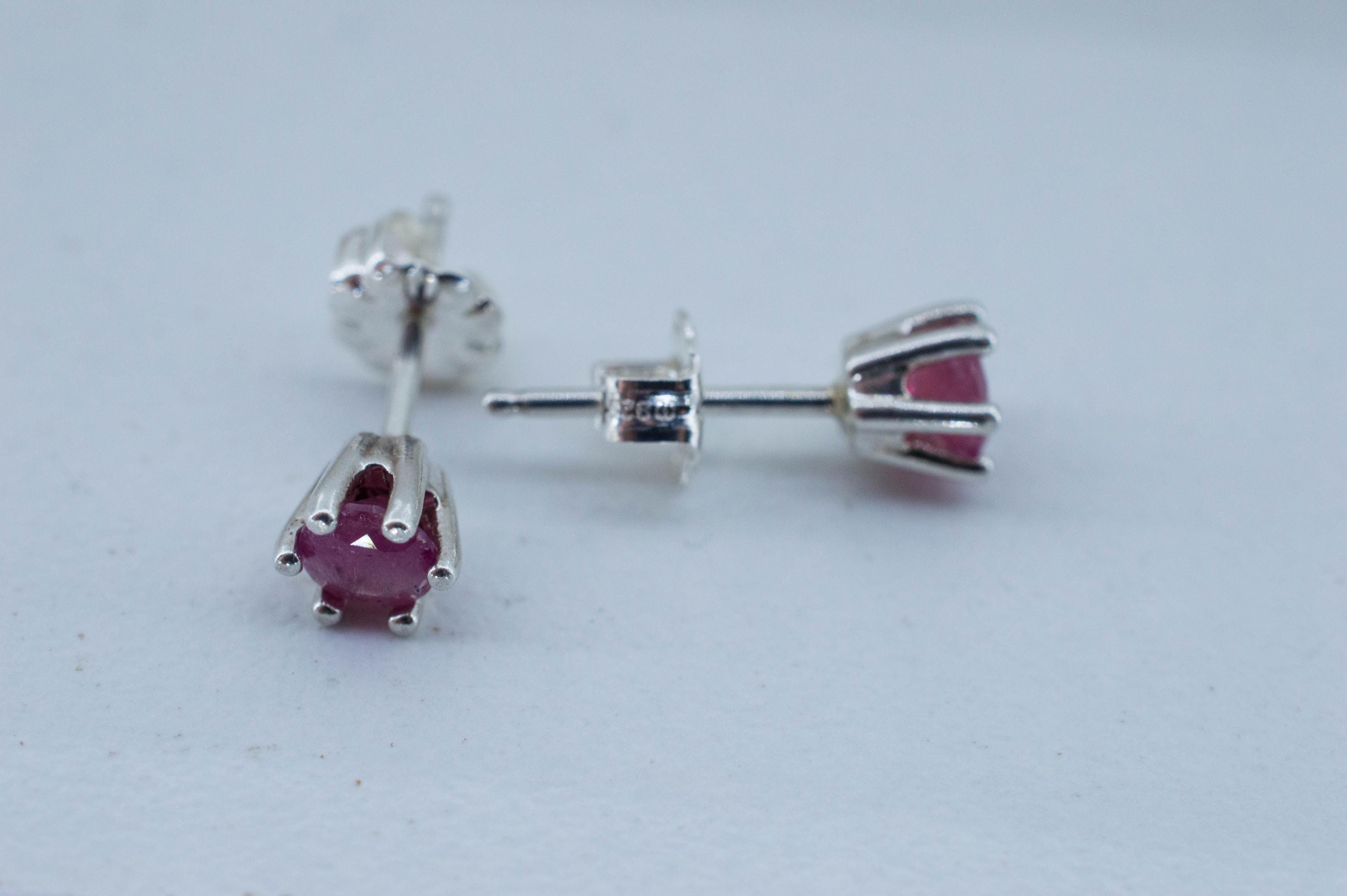 Red Beryl Earrings; Natural Untreated USA Bixbite; 0.475cts