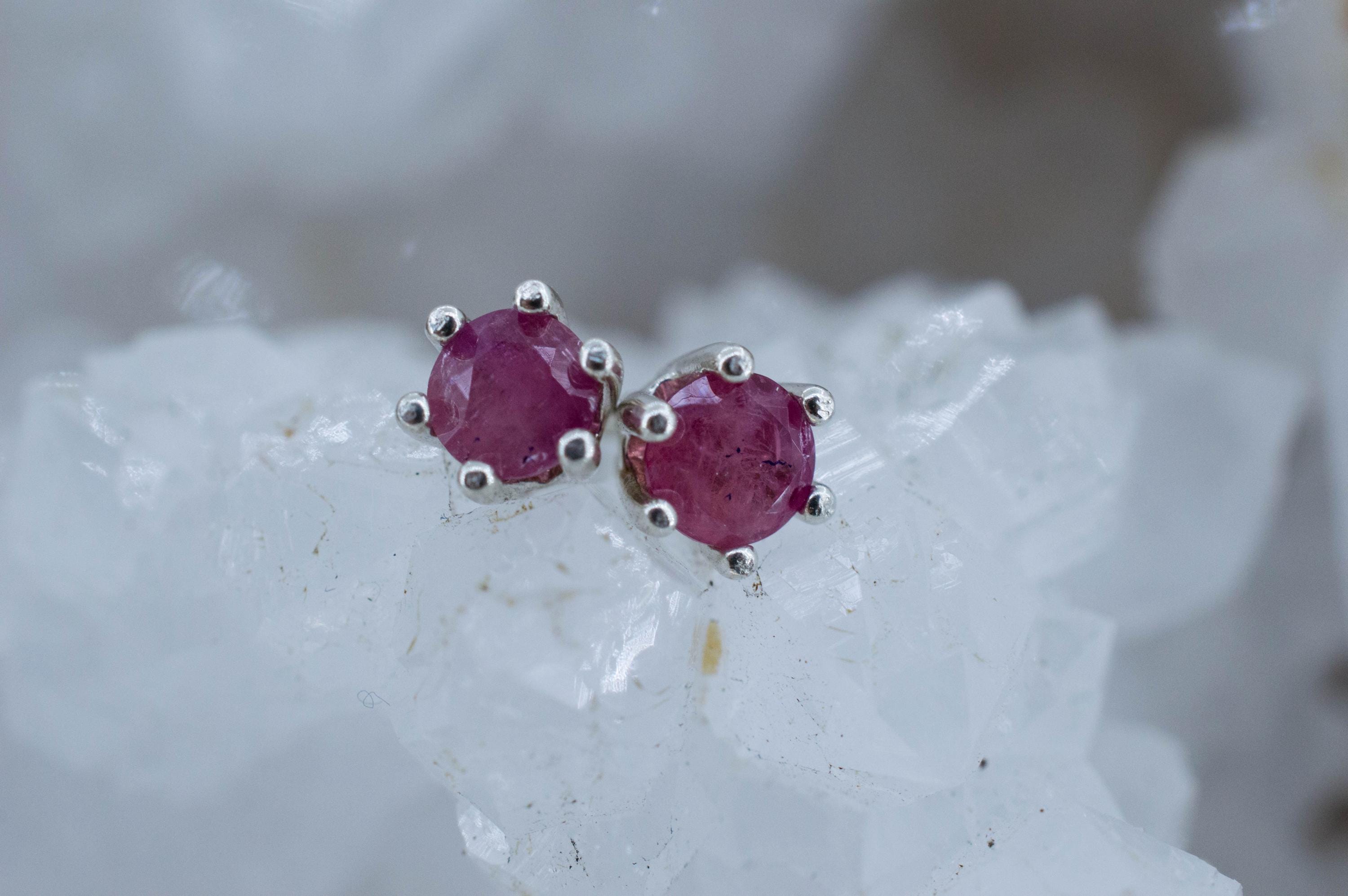 Red Beryl Earrings; Natural Untreated USA Bixbite; 0.475cts