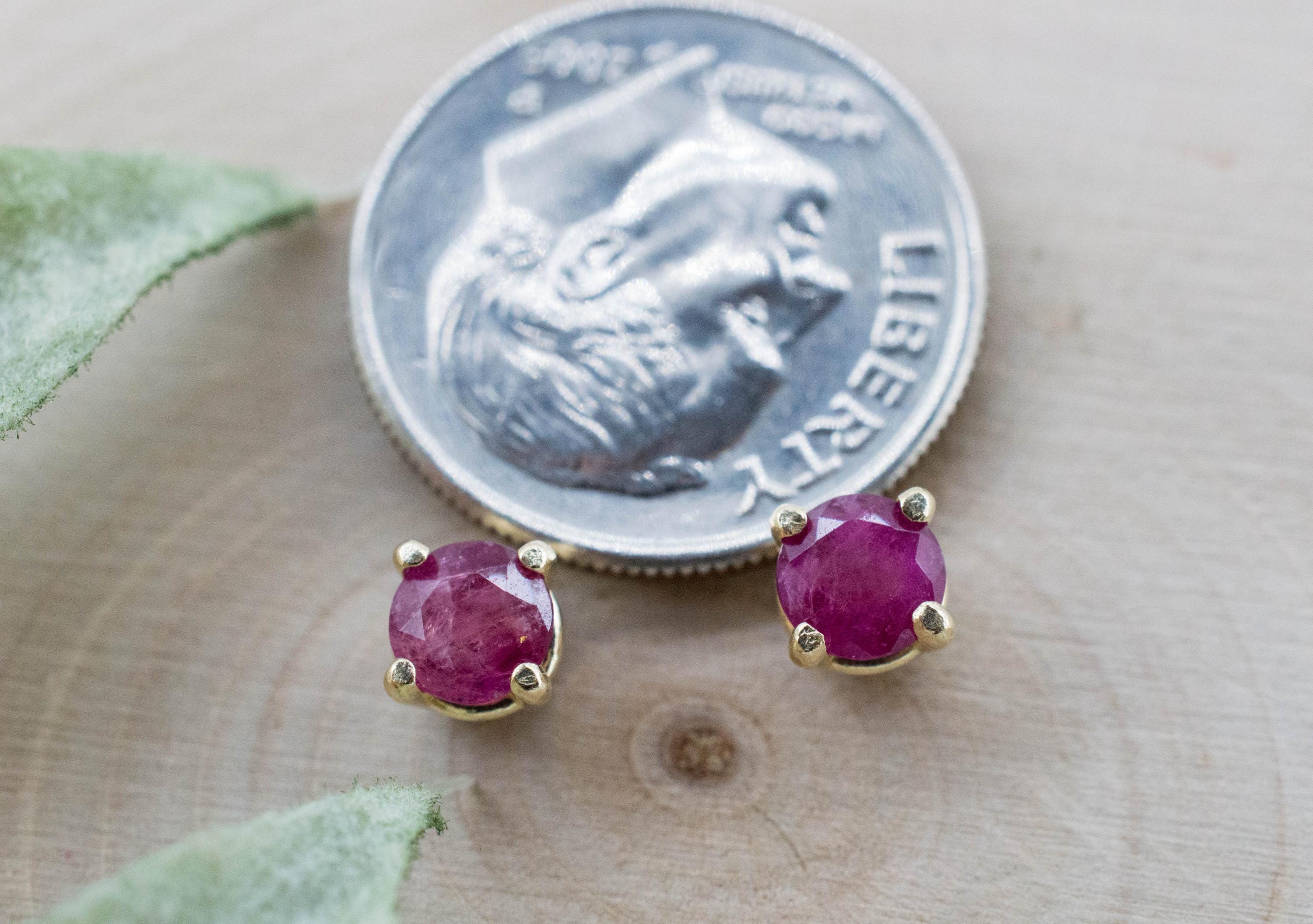 Red Beryl Earrings; Natural Untreated USA Bixbite; 0.680cts