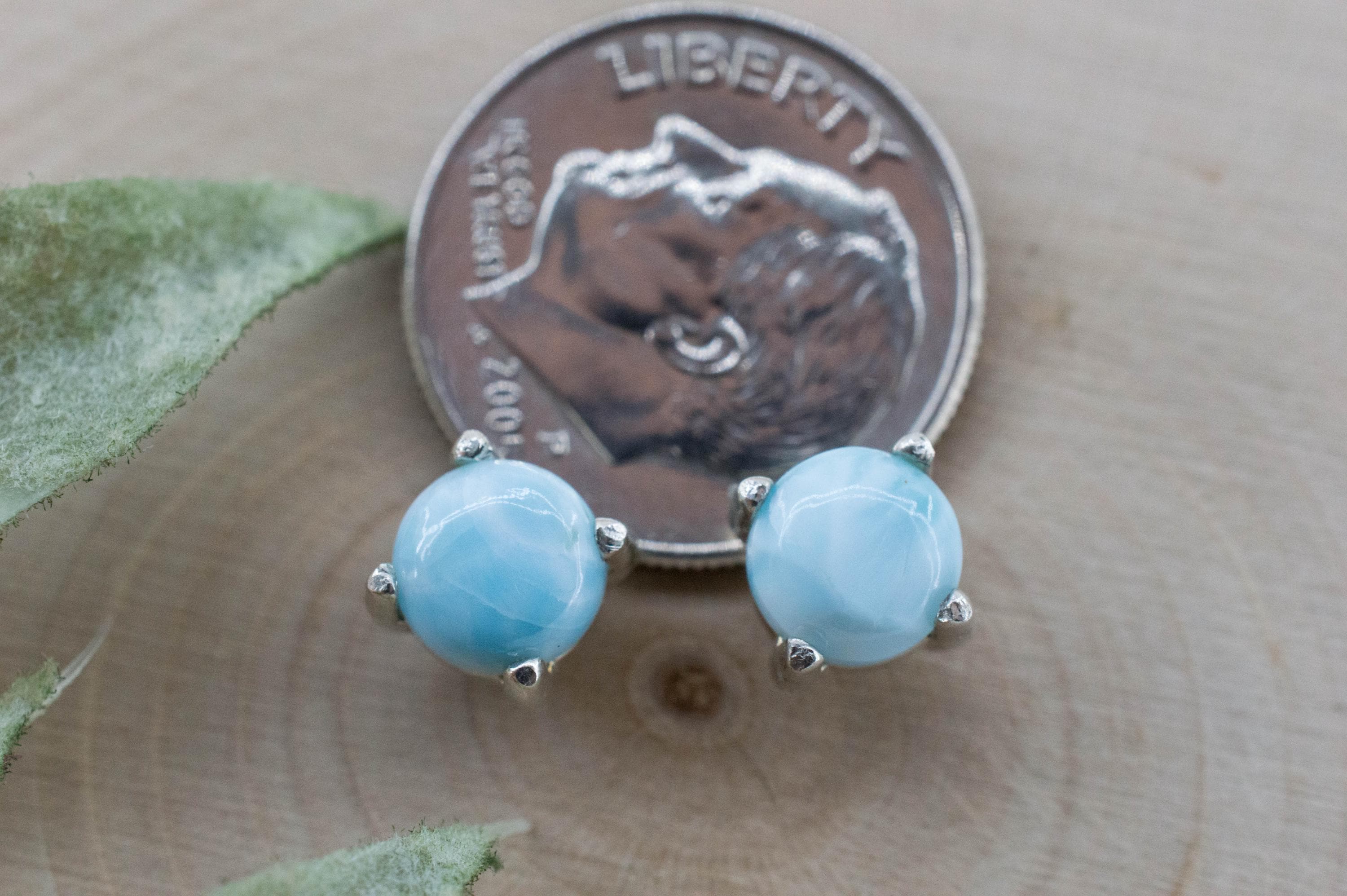 Larimar Earrings; Genuine Untreated Dominican Republic Larimar; 1.865cts