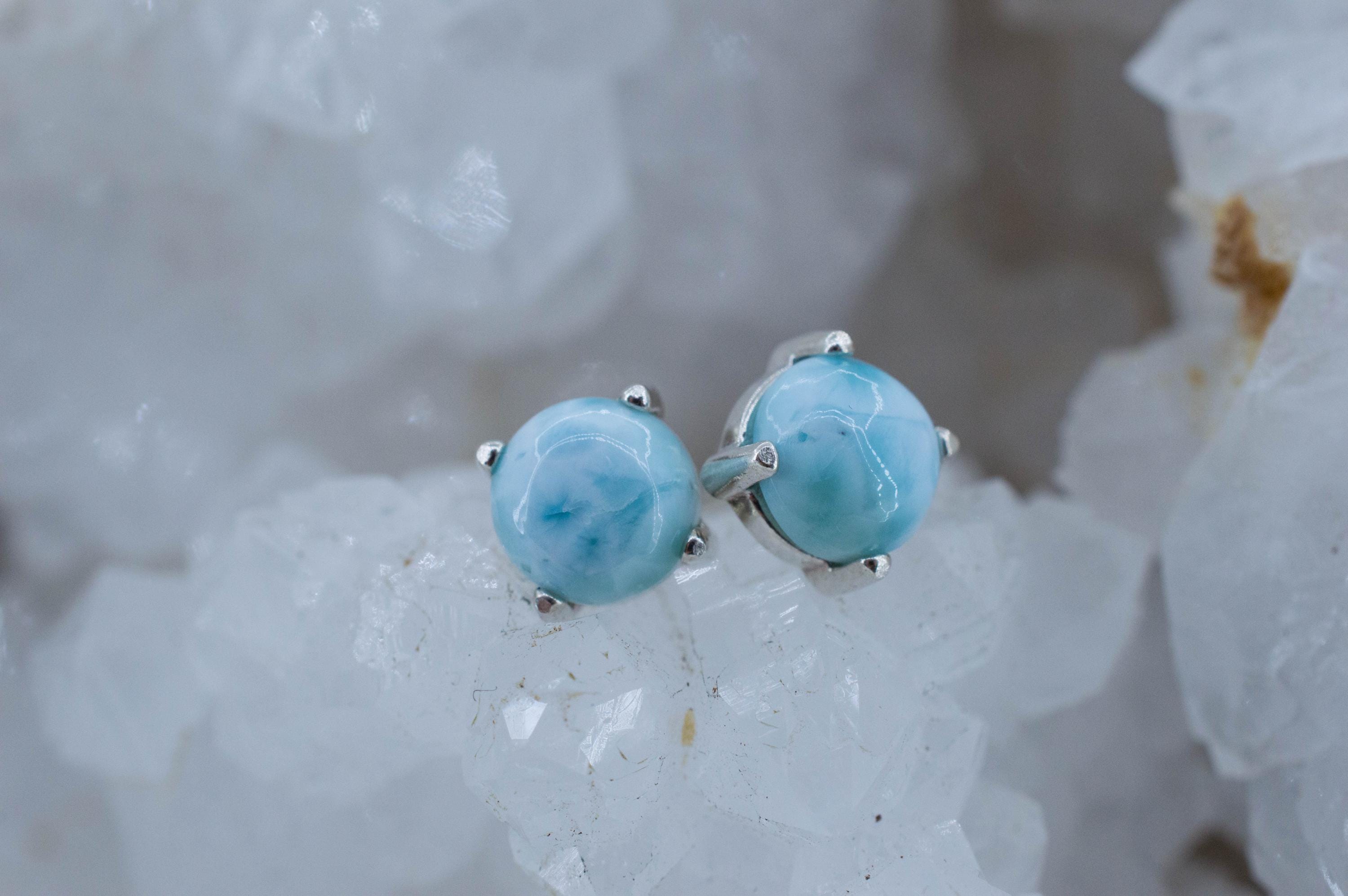 Larimar Earrings; Genuine Untreated Dominican Republic Larimar; 3.325cts