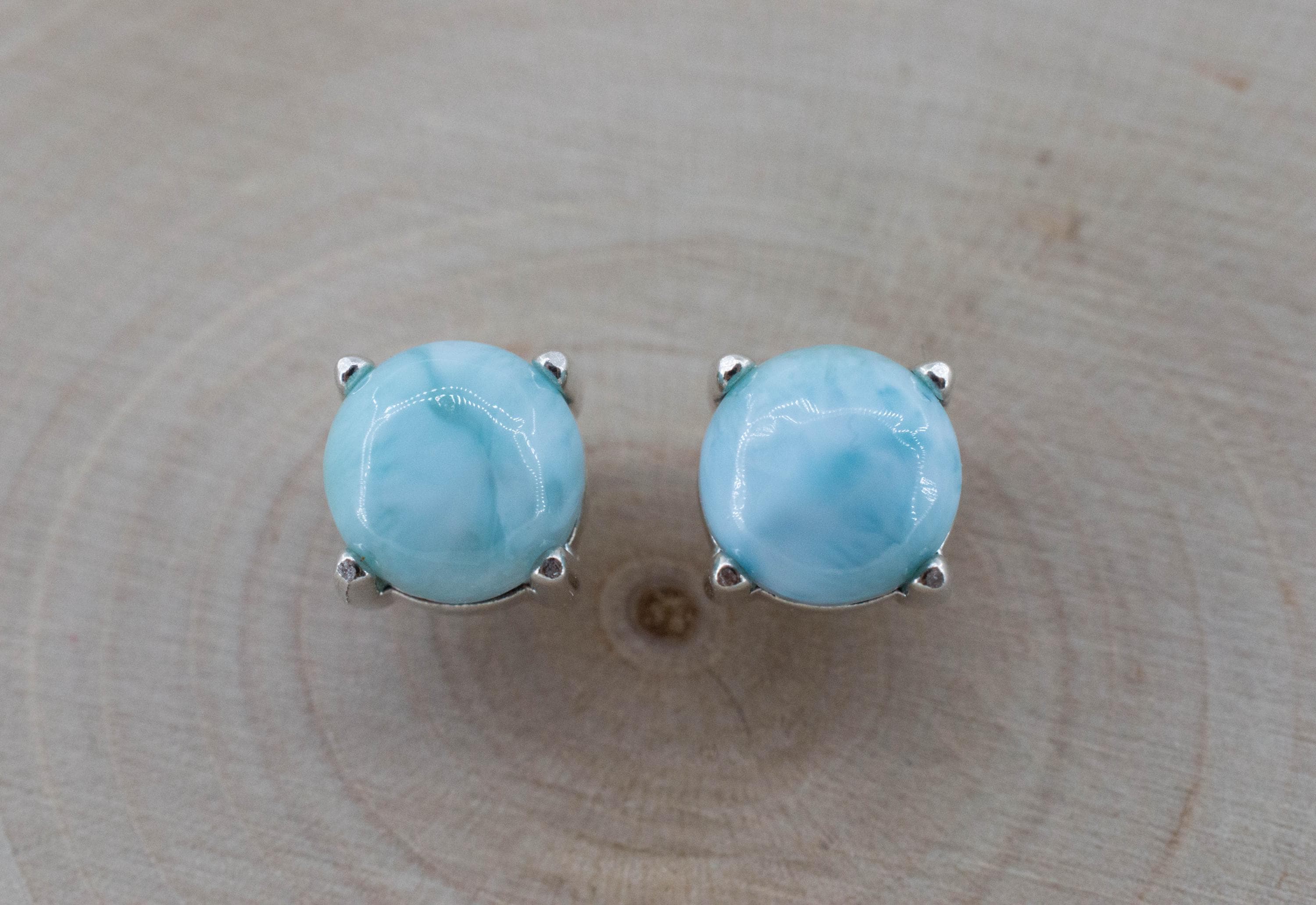 Larimar Earrings; Genuine Untreated Dominican Republic Larimar; 3.450cts