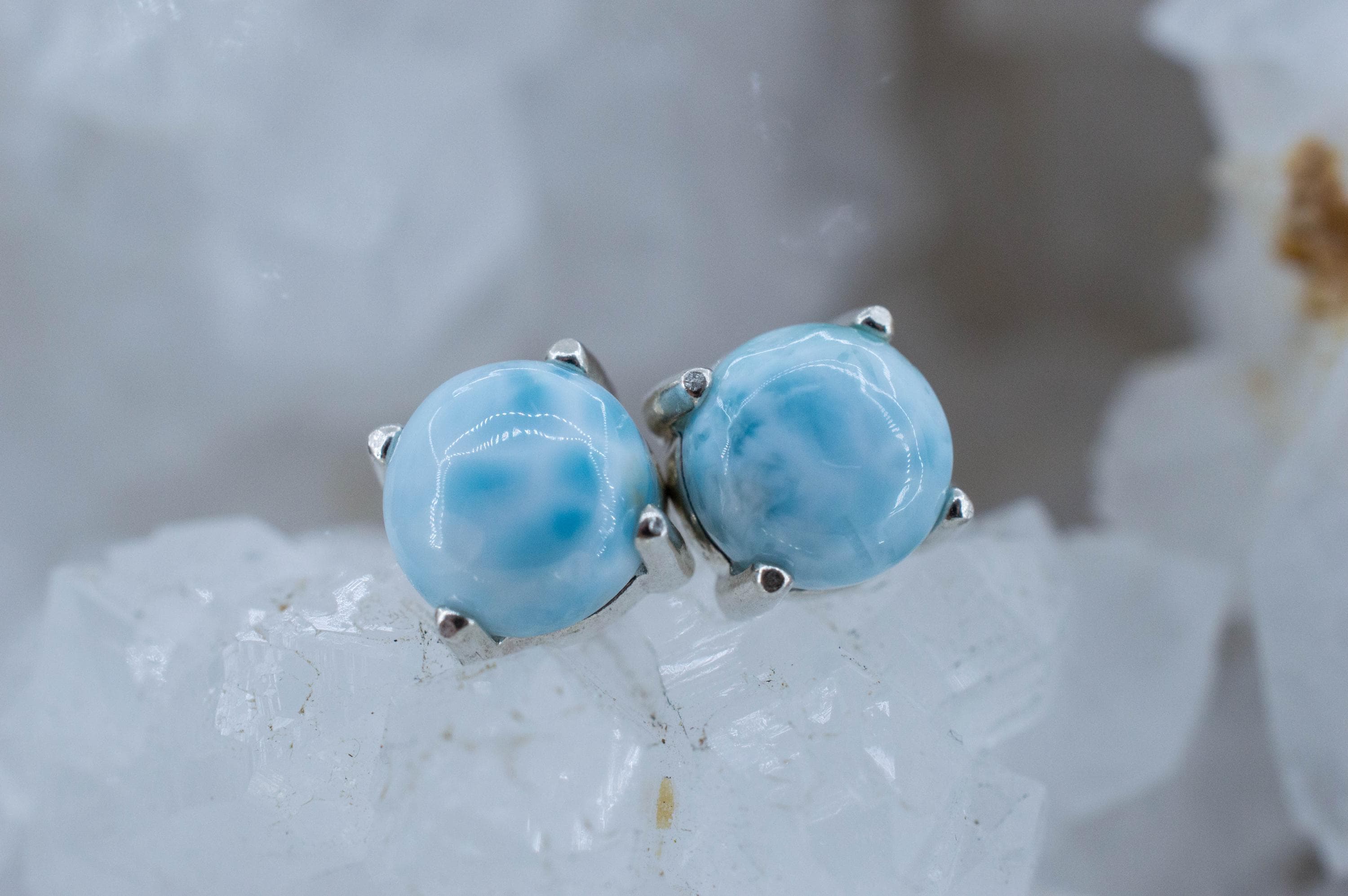 Larimar Earrings; Genuine Untreated Dominican Republic Larimar; 3.510cts