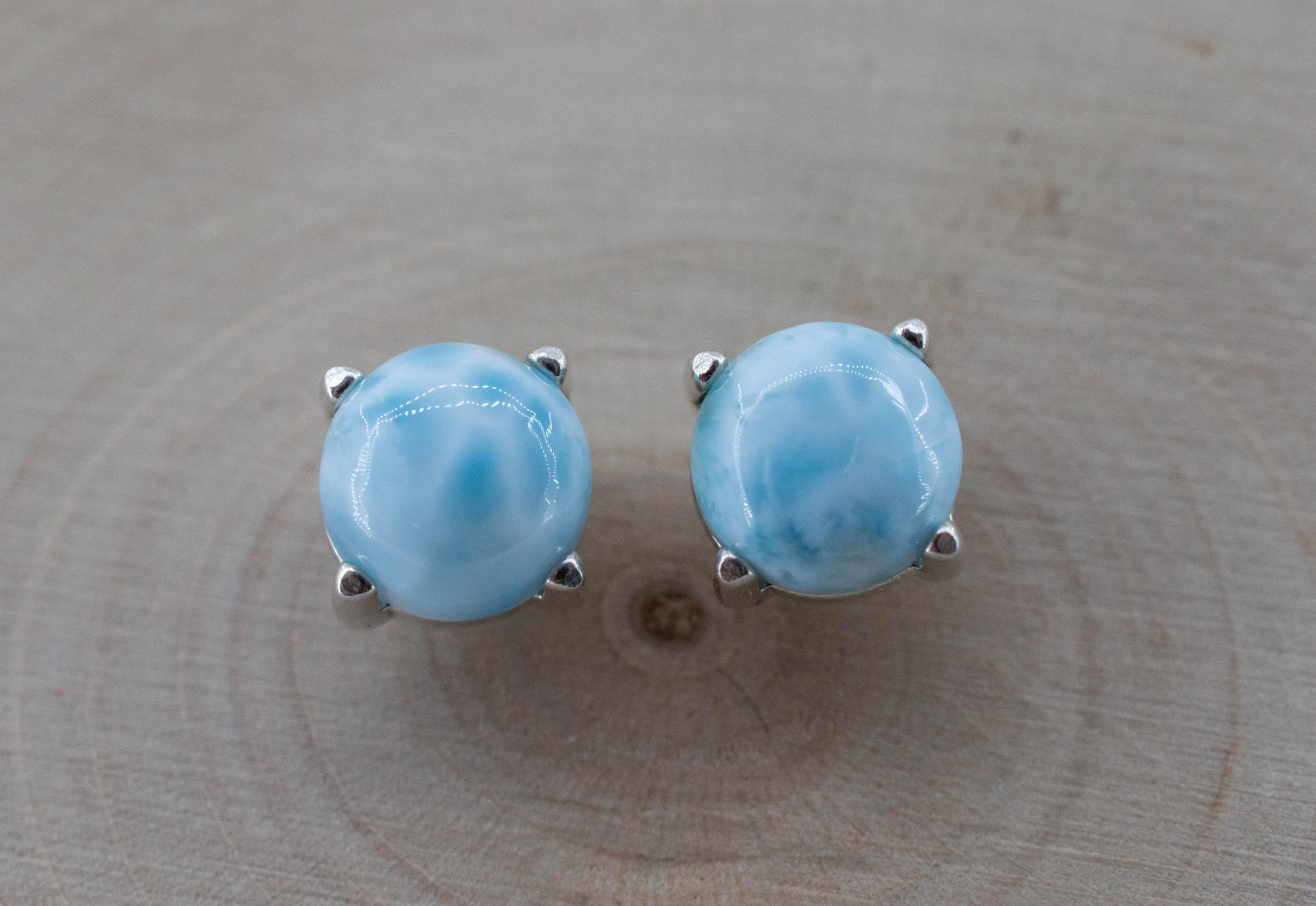Larimar Earrings; Genuine Untreated Dominican Republic Larimar; 3.510cts