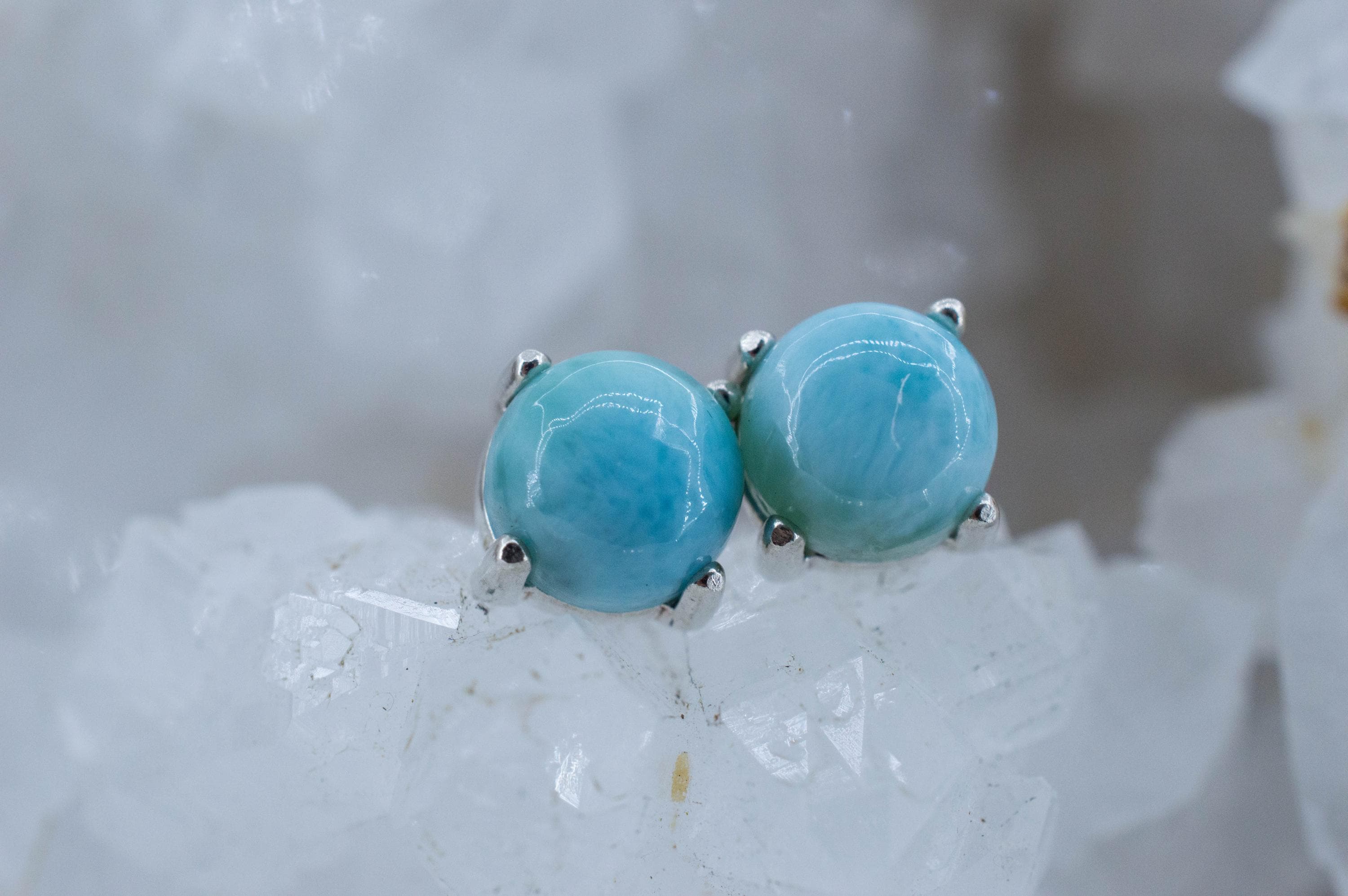 Larimar Earrings; Genuine Untreated Dominican Republic Larimar; 3.780cts
