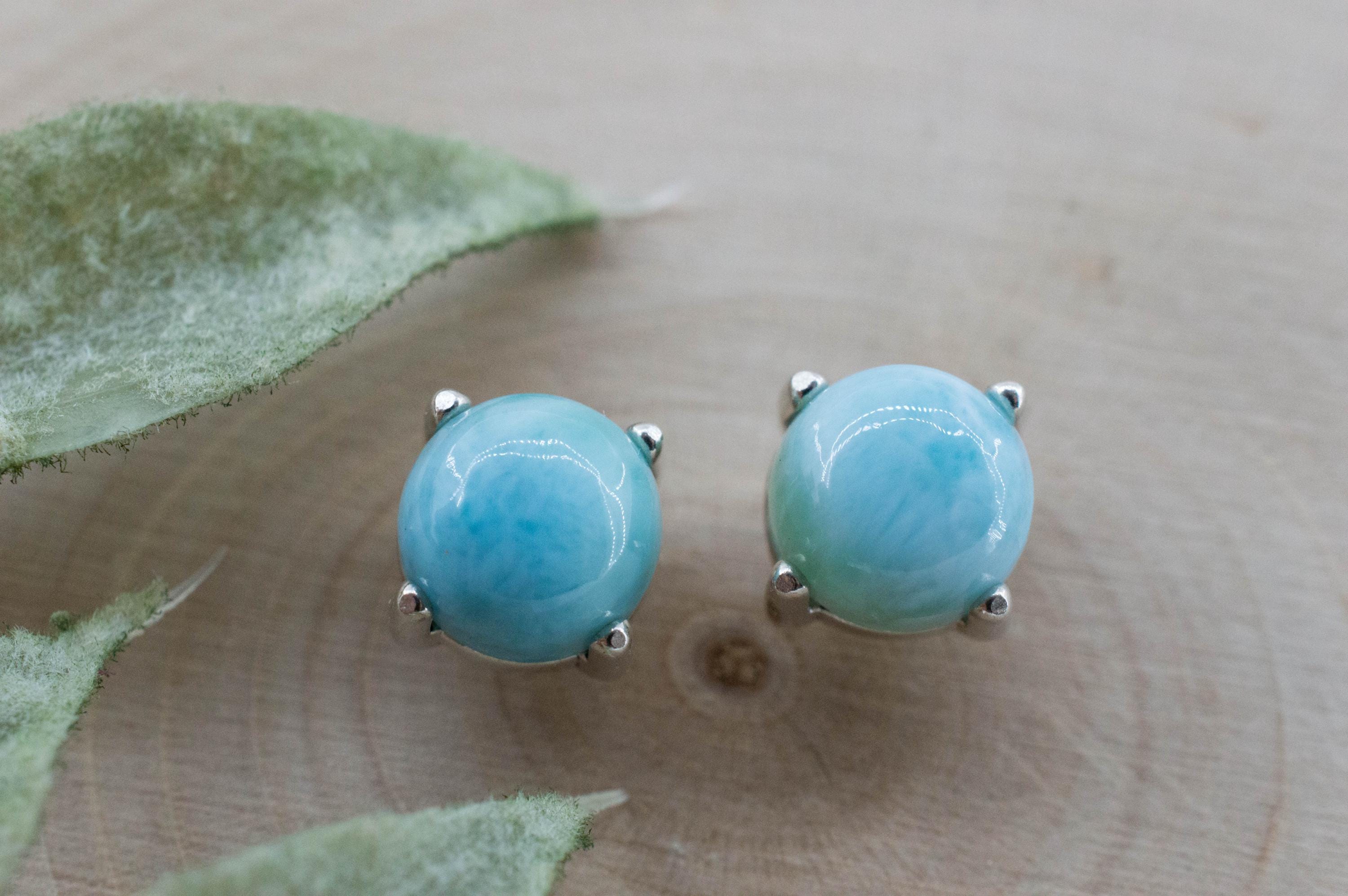 Larimar Earrings; Genuine Untreated Dominican Republic Larimar; 3.780cts