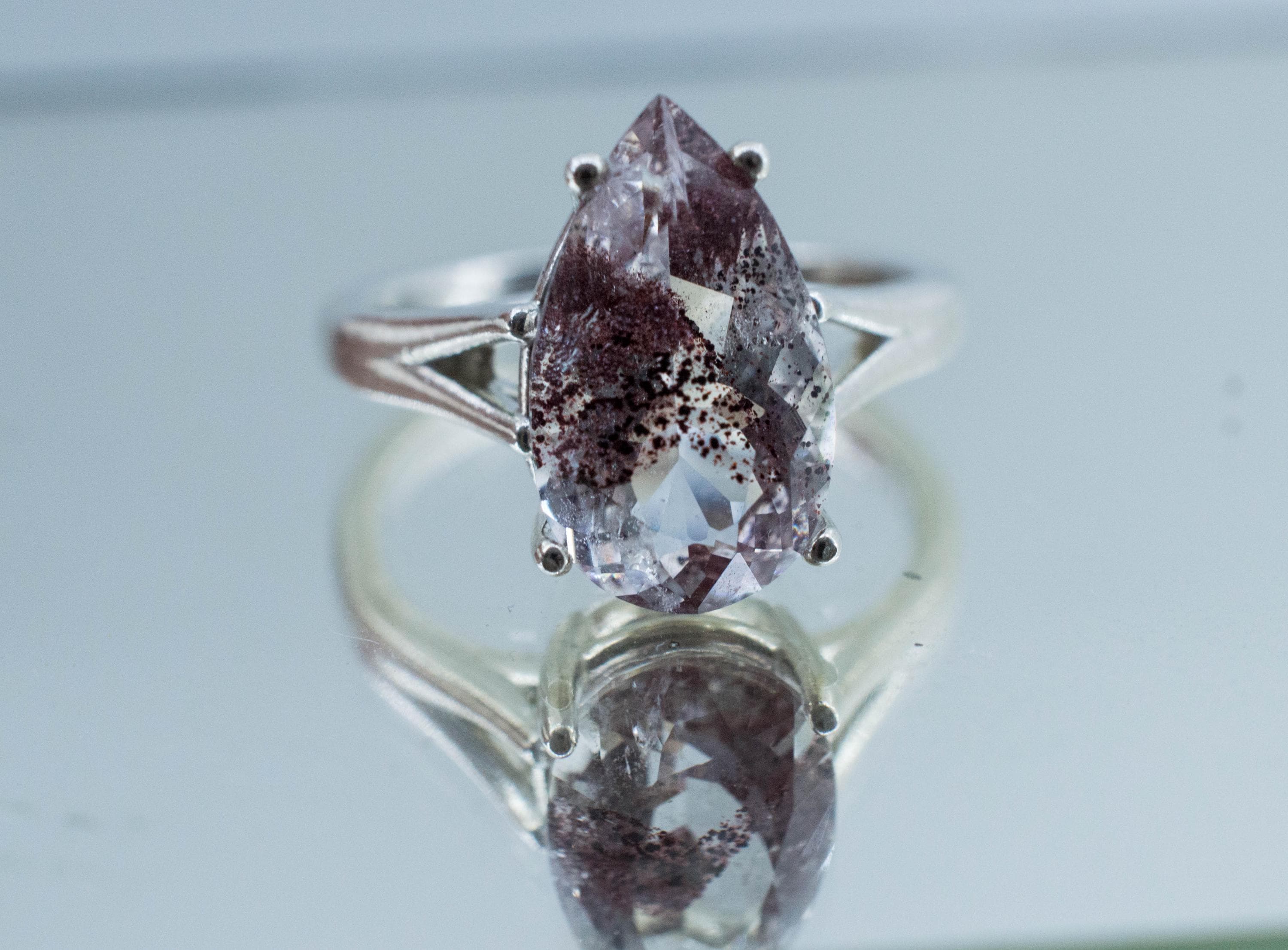 Hematite Quartz Ring; Natural Untreated India Sunset Phantom Quartz; 3.320cts