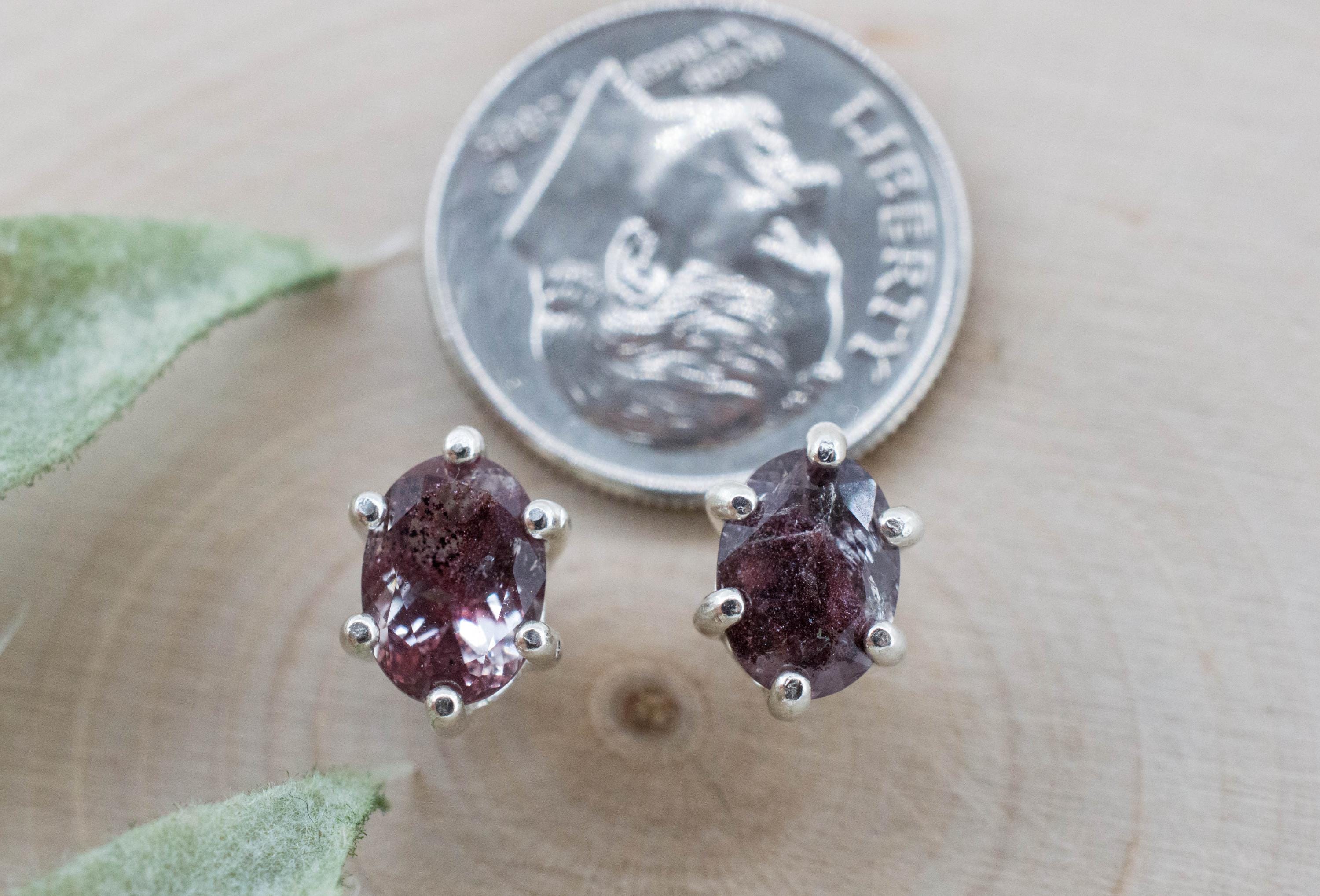 Hematite Quartz Earrings; Natural Untreated India Sunset Phantom Quartz; 1.785cts