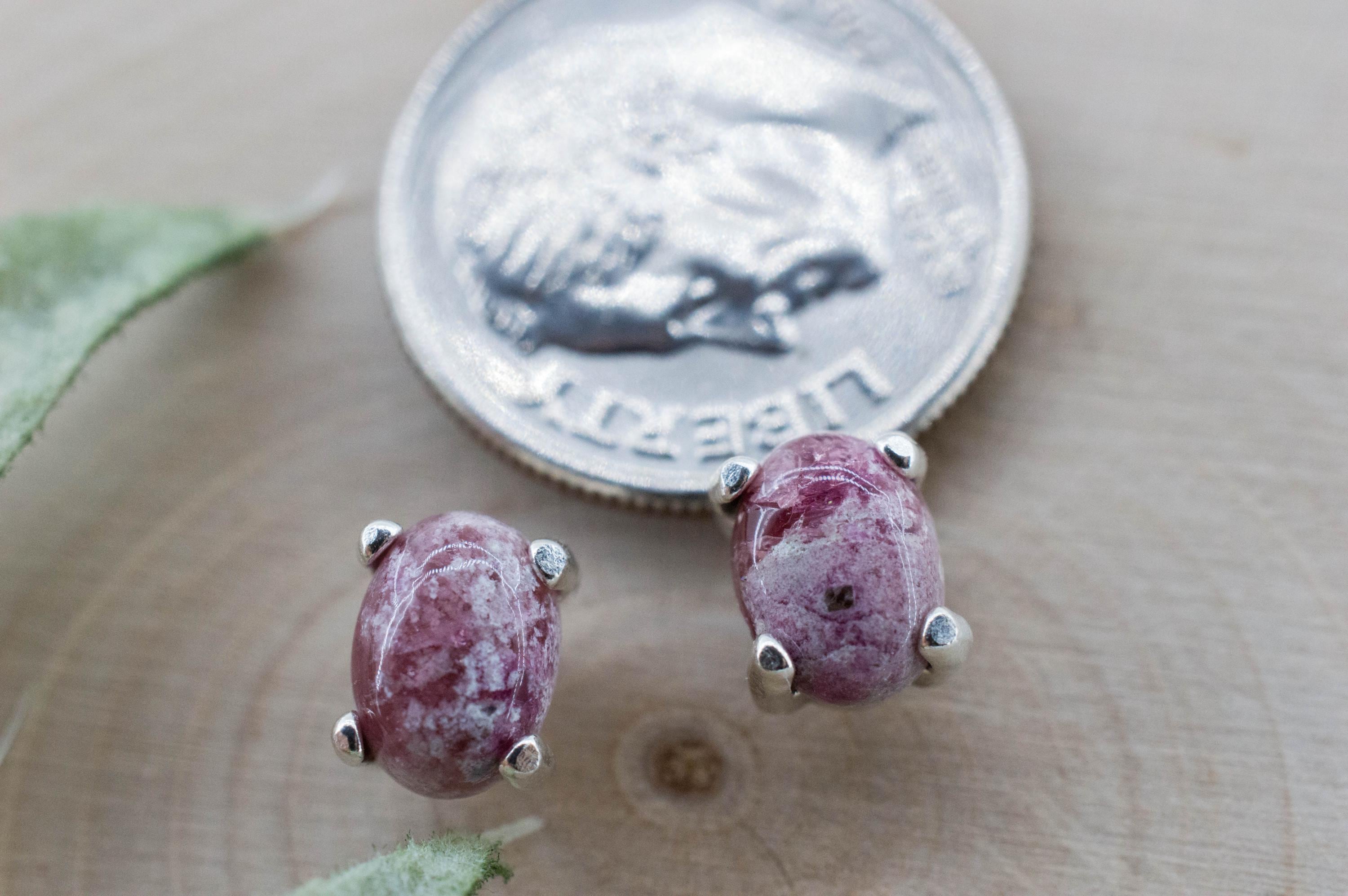 Red Beryl Earrings; Natural Untreated USA Bixbite in Matrix; 1.630cts