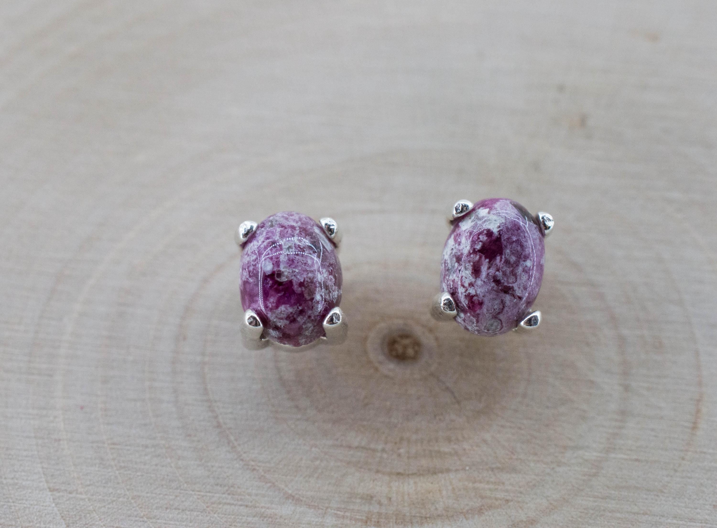 Red Beryl Earrings; Natural Untreated USA Bixbite in Matrix; 1.640cts