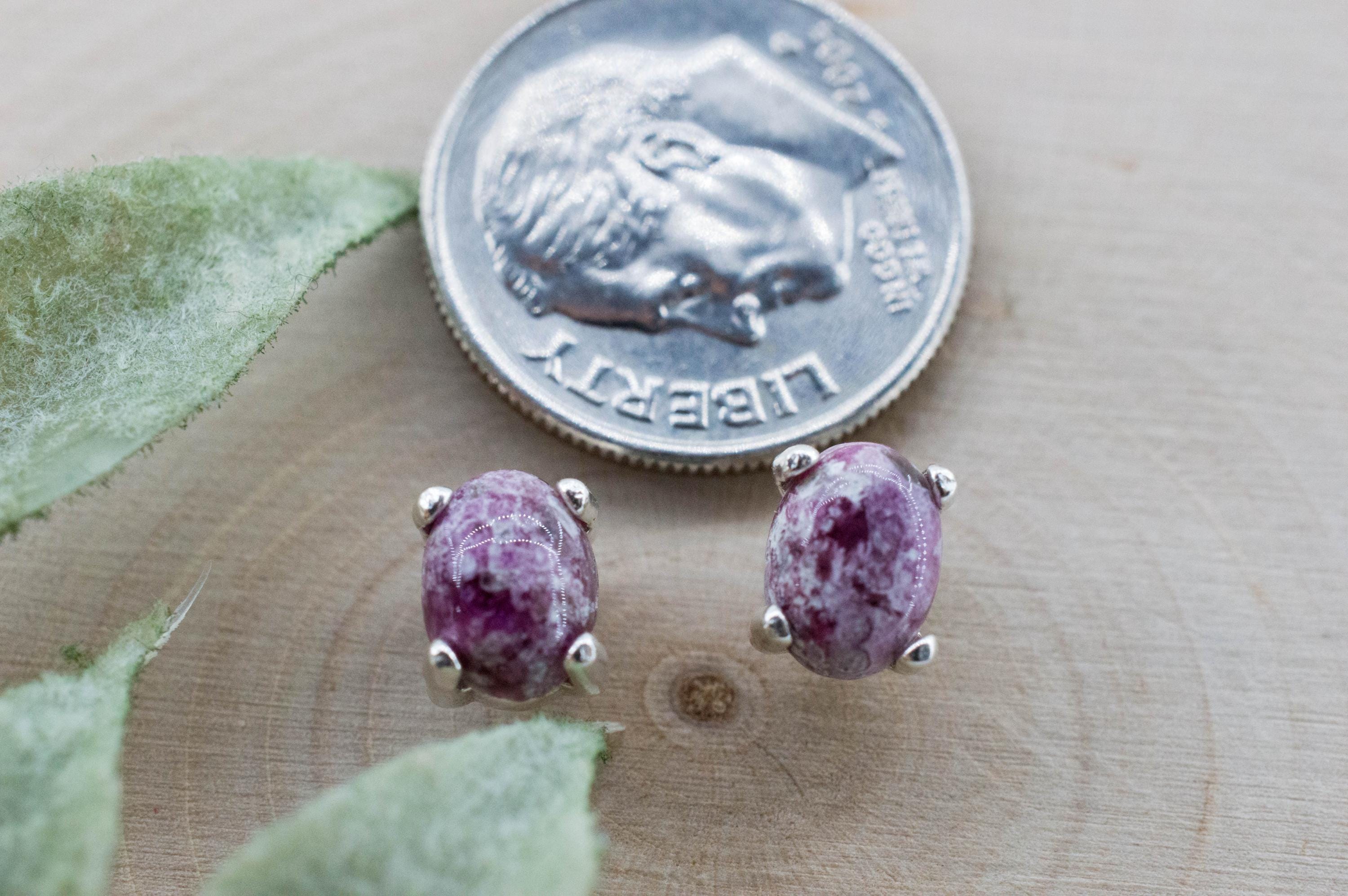 Red Beryl Earrings; Natural Untreated USA Bixbite in Matrix; 1.640cts