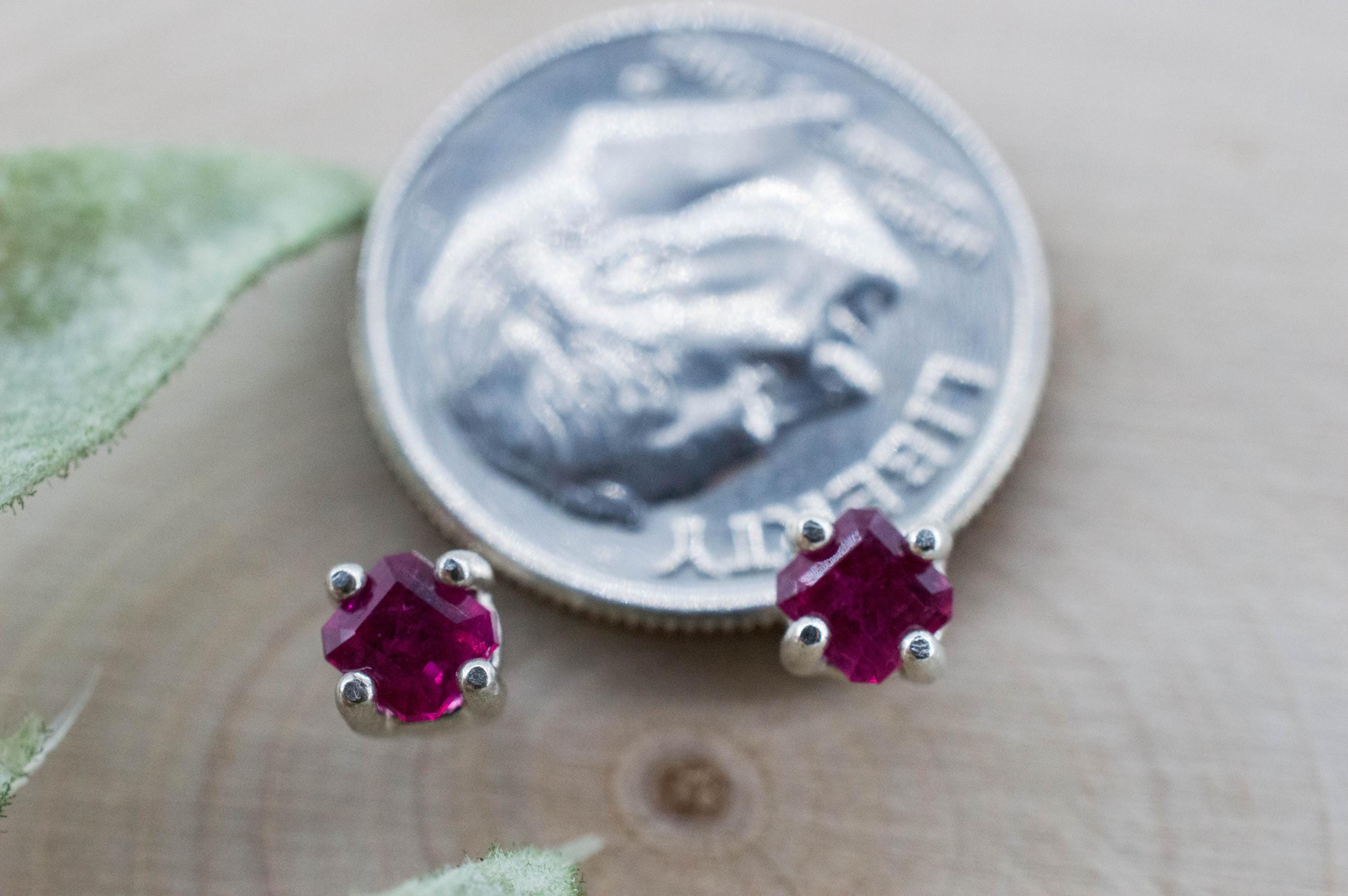 Red Beryl Earrings; Natural Untreated USA Bixbite; 0.340cts