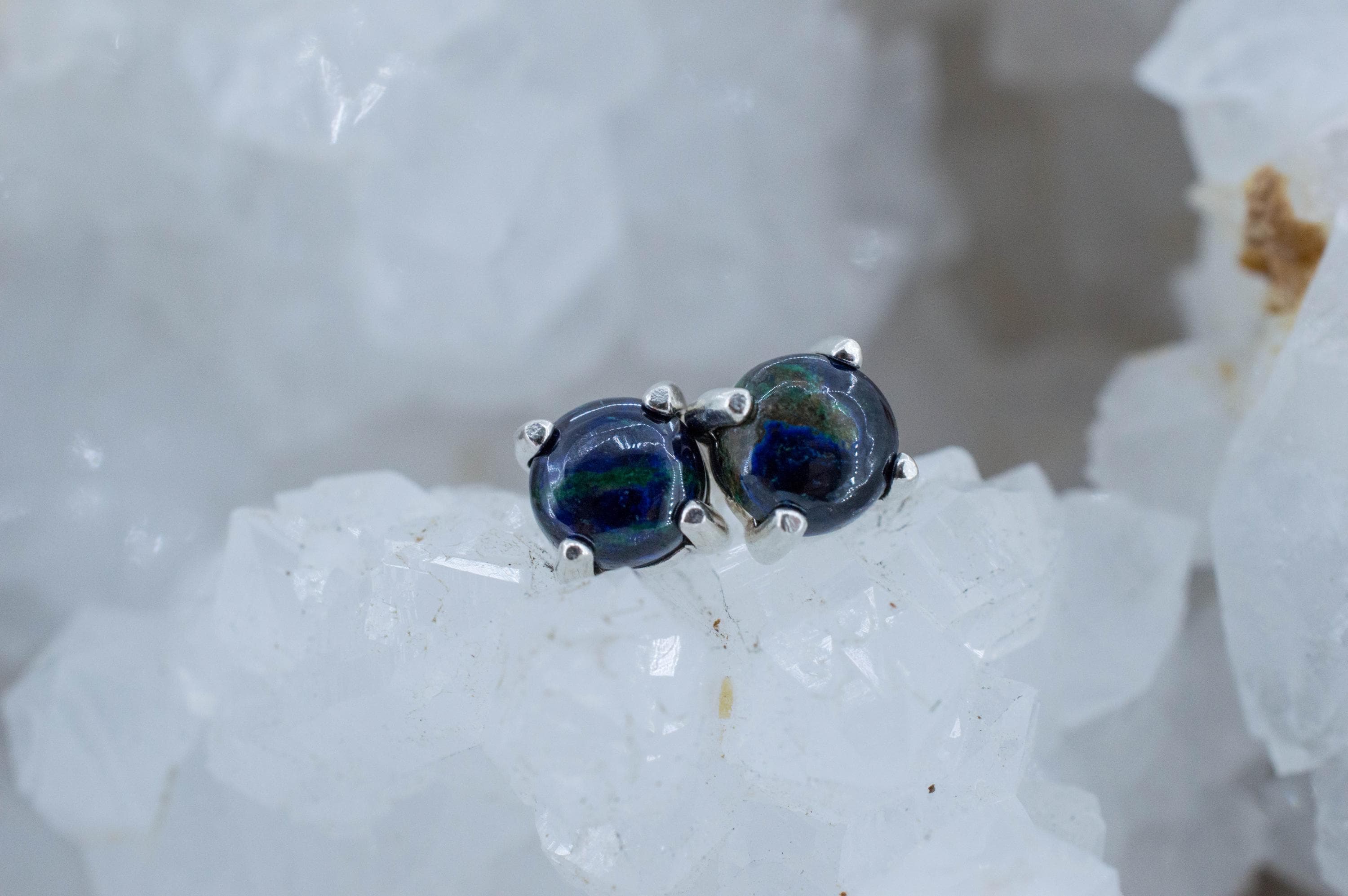 Azurite Malachite Earrings; Natural Untreated Arizona Azurmalachite; 1.785cts