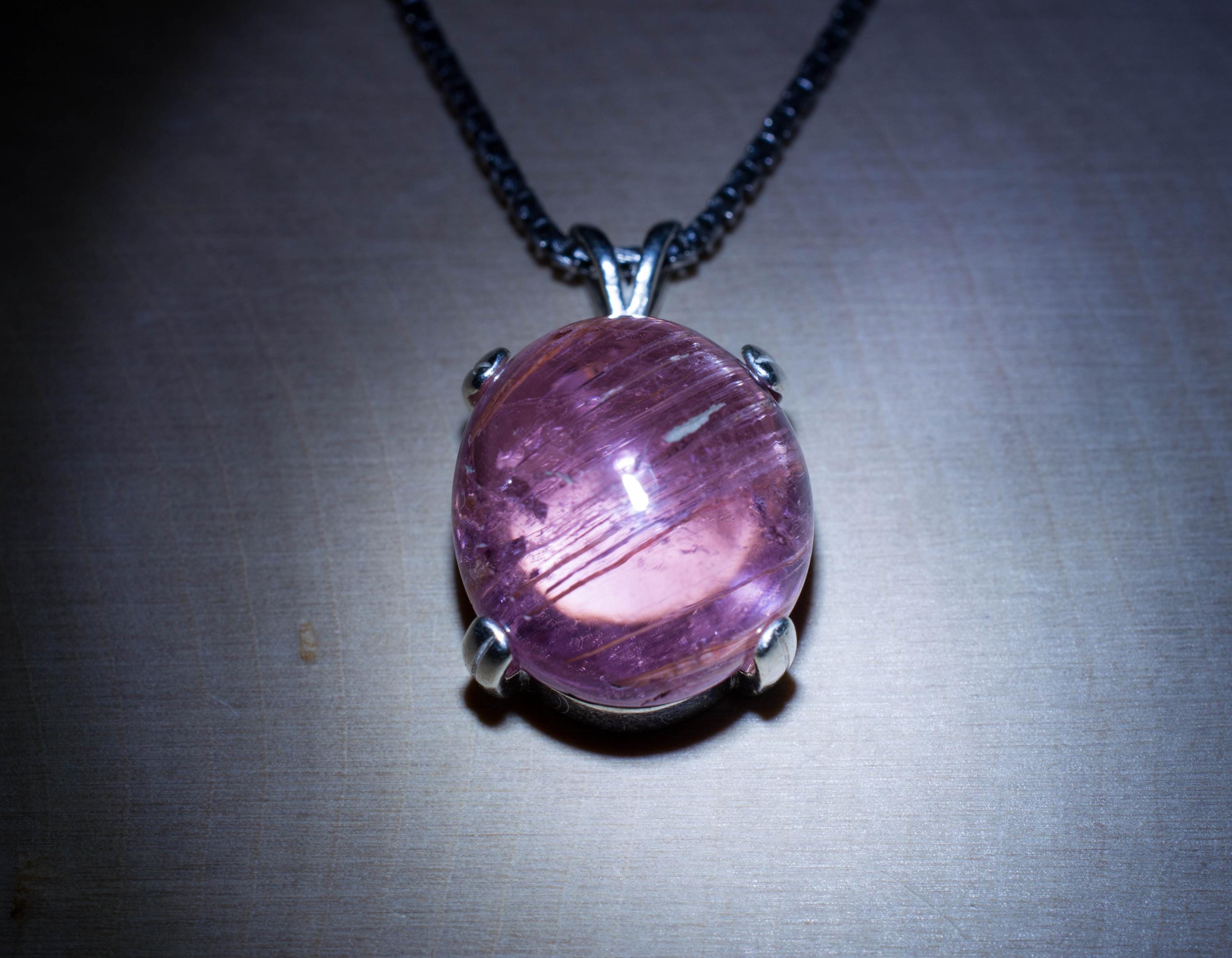 Pink Tourmaline Pendant, Natural Untreated San Diego Cats Eye Tourmaline; 13.650cts