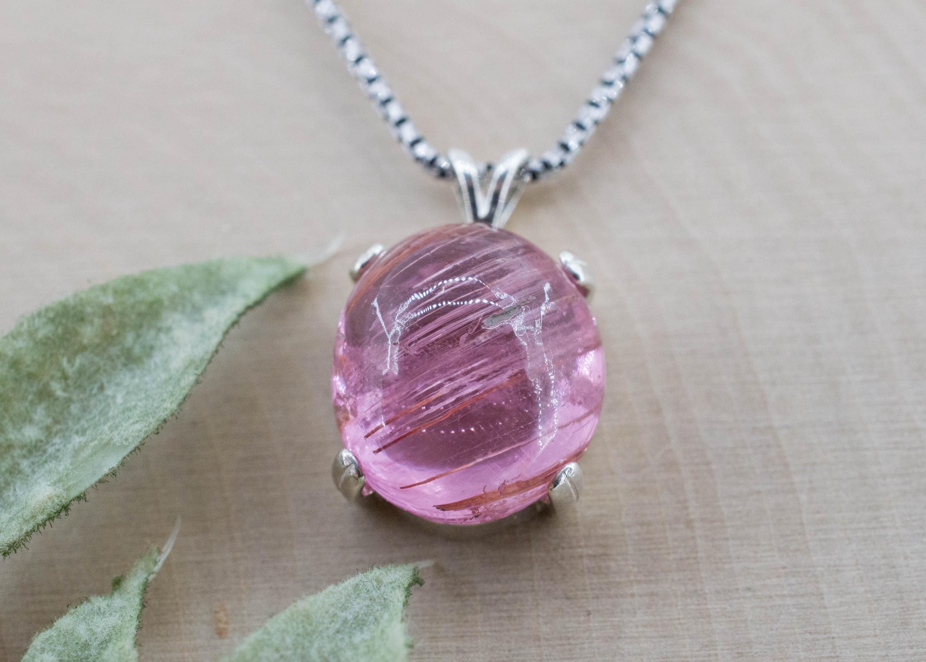 Pink Tourmaline Pendant, Natural Untreated San Diego Cats Eye Tourmaline; 13.650cts