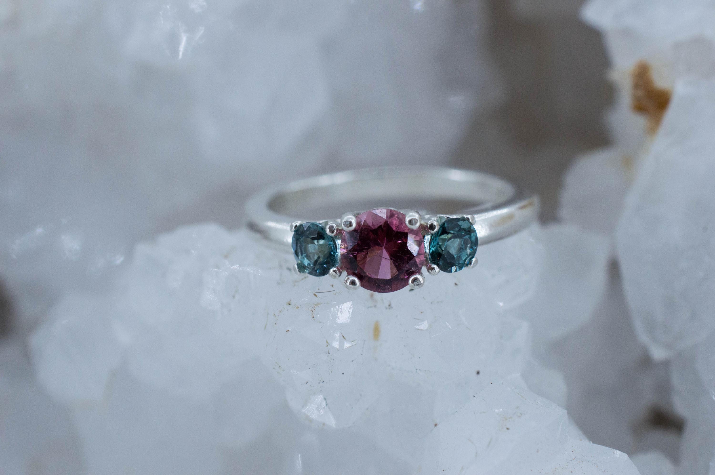 Tourmaline Ring, Natural Untreated San Diego Tourmaline and Brazil Indicolite