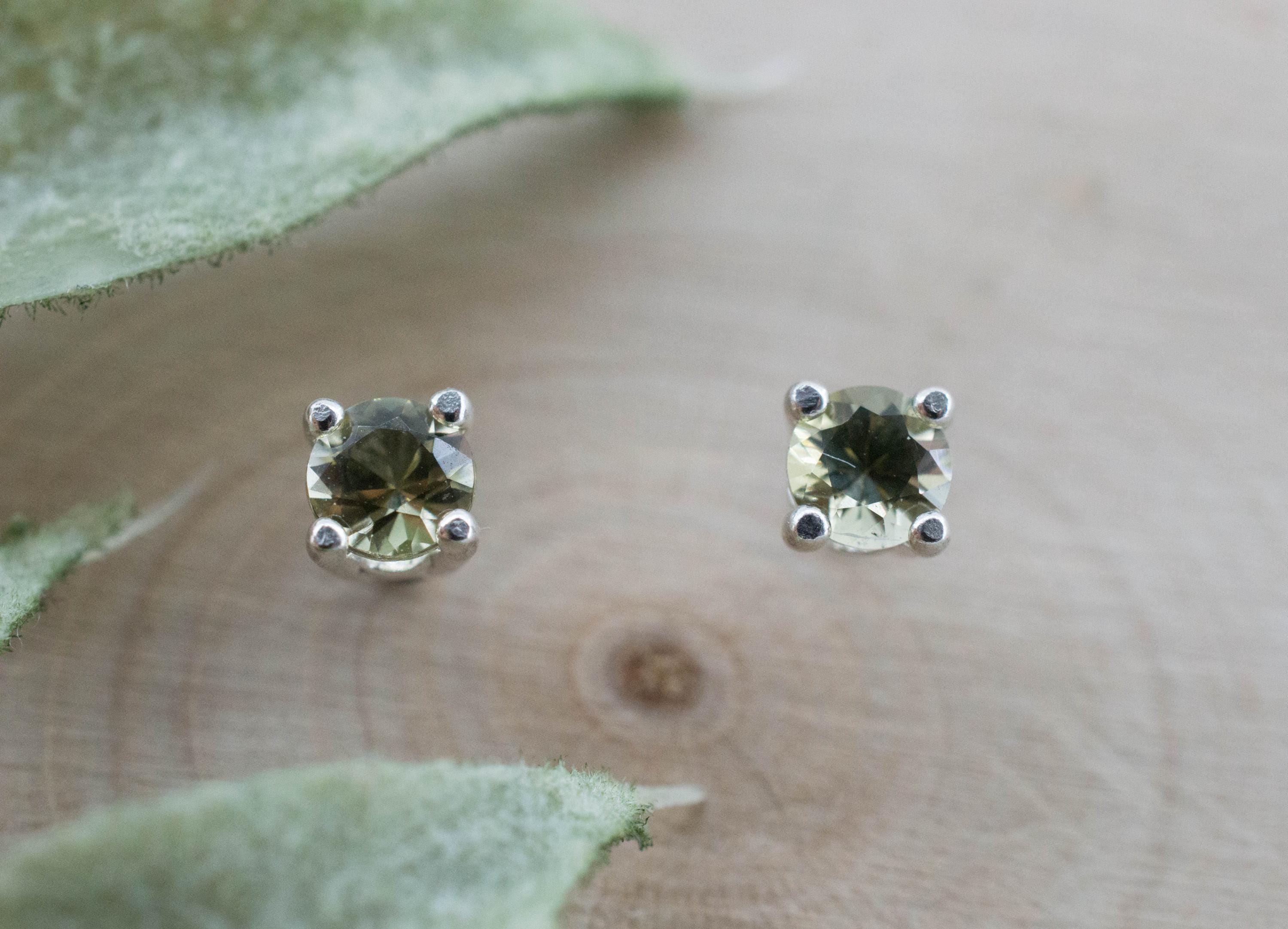 Green Tourmaline Earrings; Natural Untreated San Diego Tourmaline; 0.360ctw