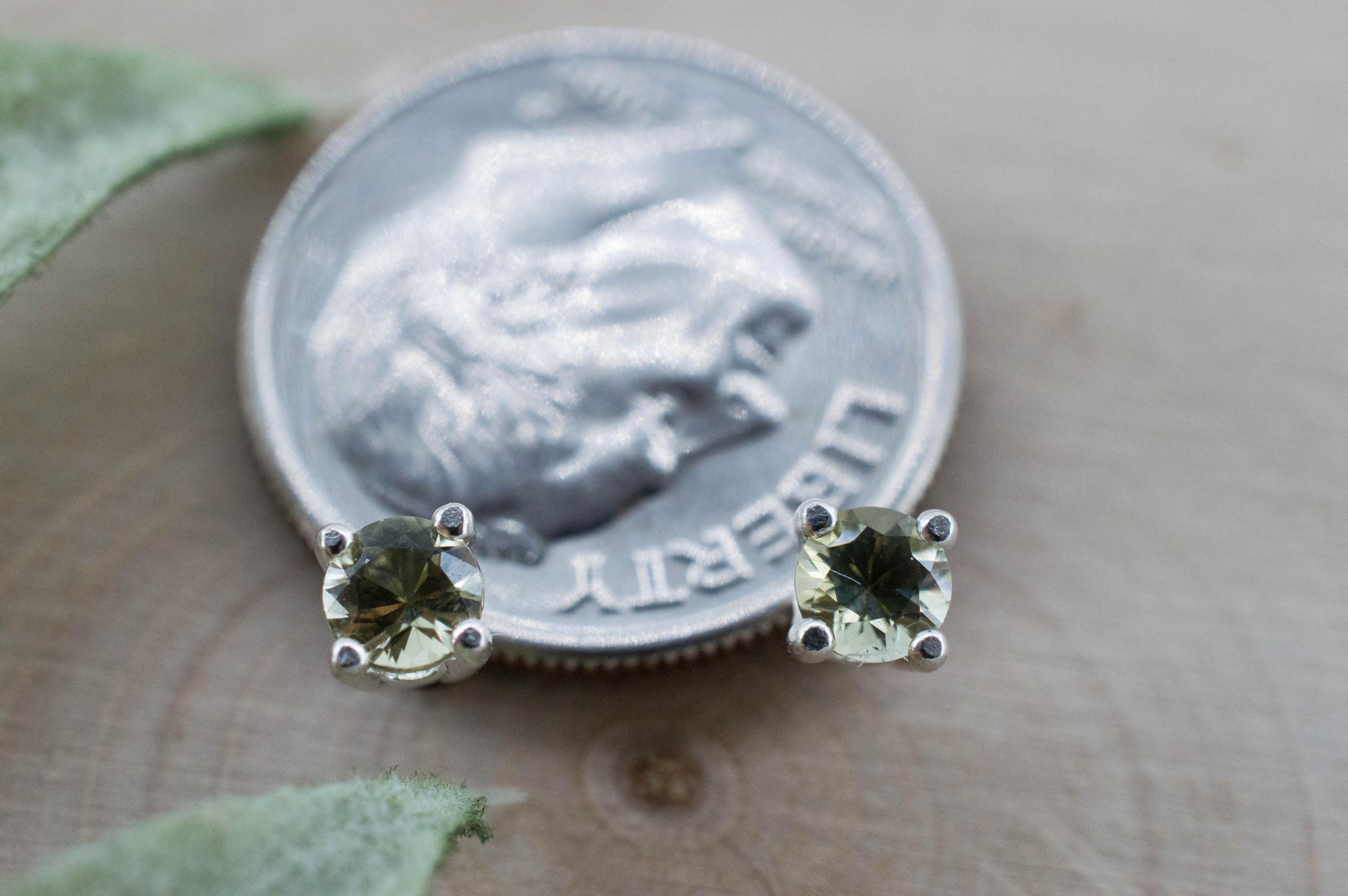 Green Tourmaline Earrings; Natural Untreated San Diego Tourmaline; 0.360ctw