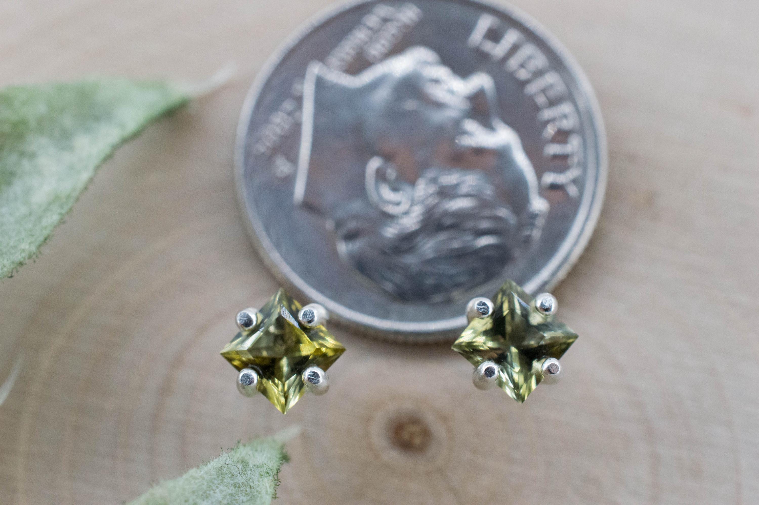 Green Tourmaline Earrings; Natural Untreated San Diego Tourmaline; 0.590ctw