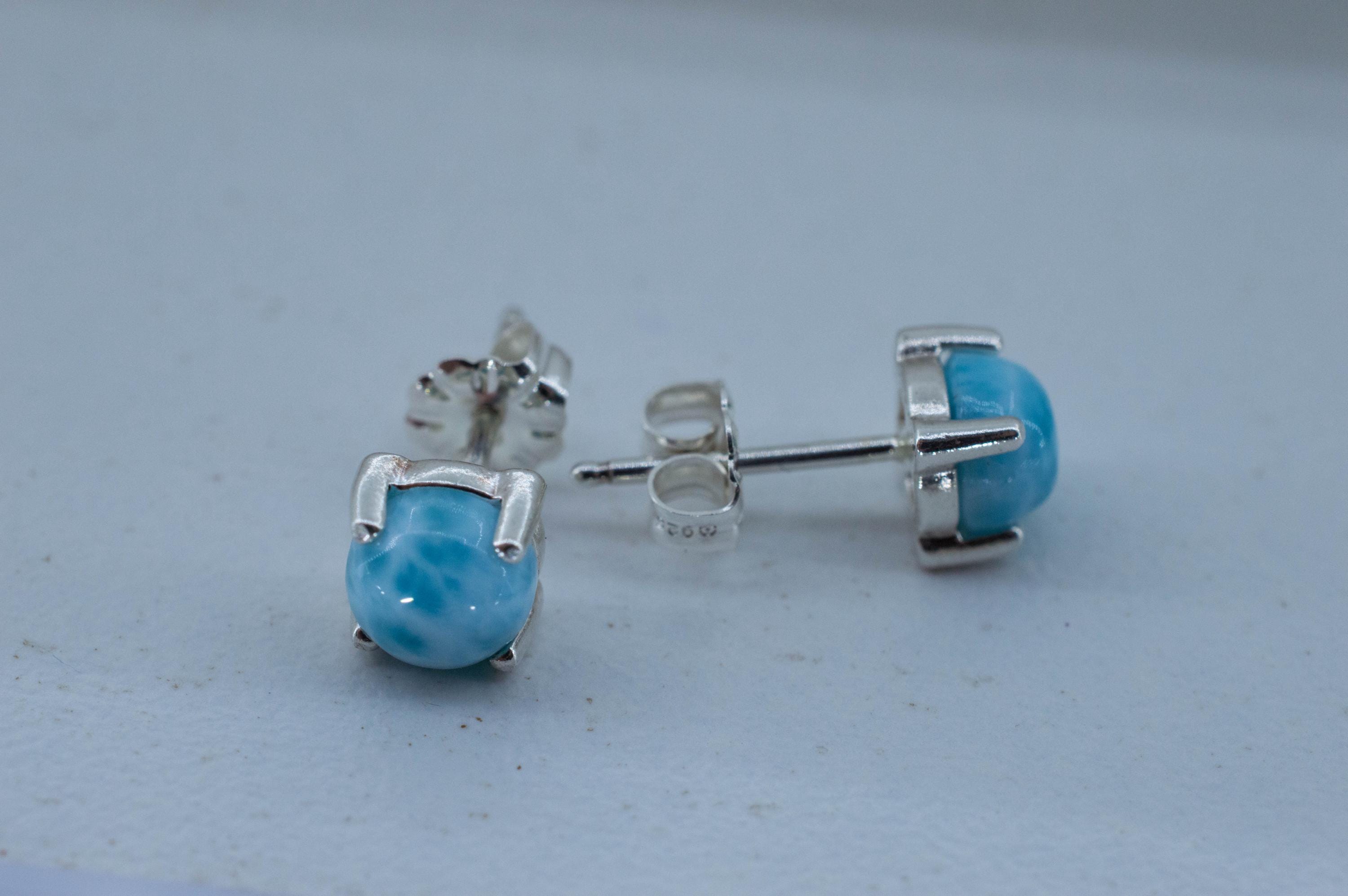 Larimar Earrings; Genuine Untreated Dominican Republic Larimar; 2.205cts