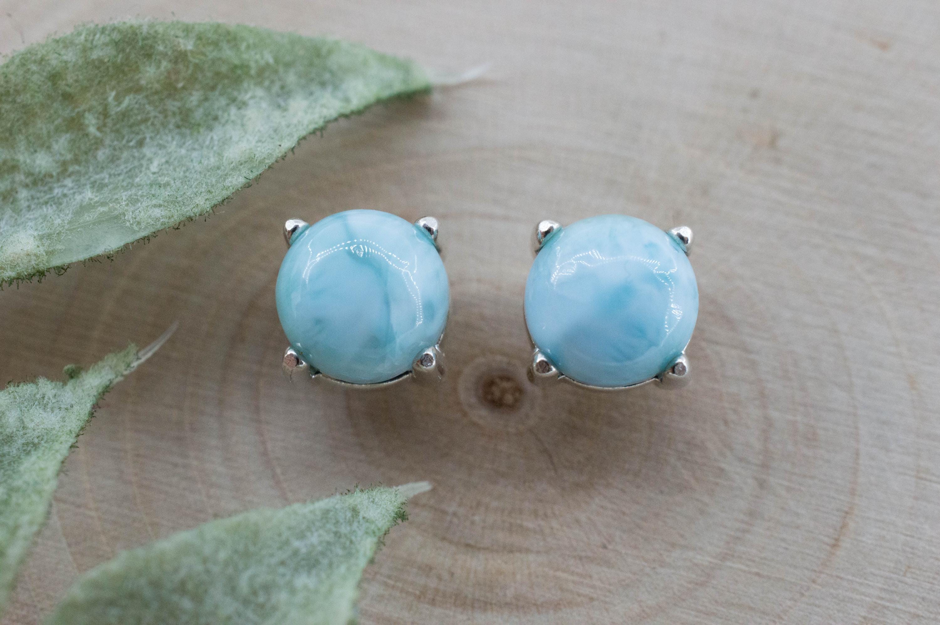 Larimar Earrings; Genuine Untreated Dominican Republic Larimar; 3.450cts