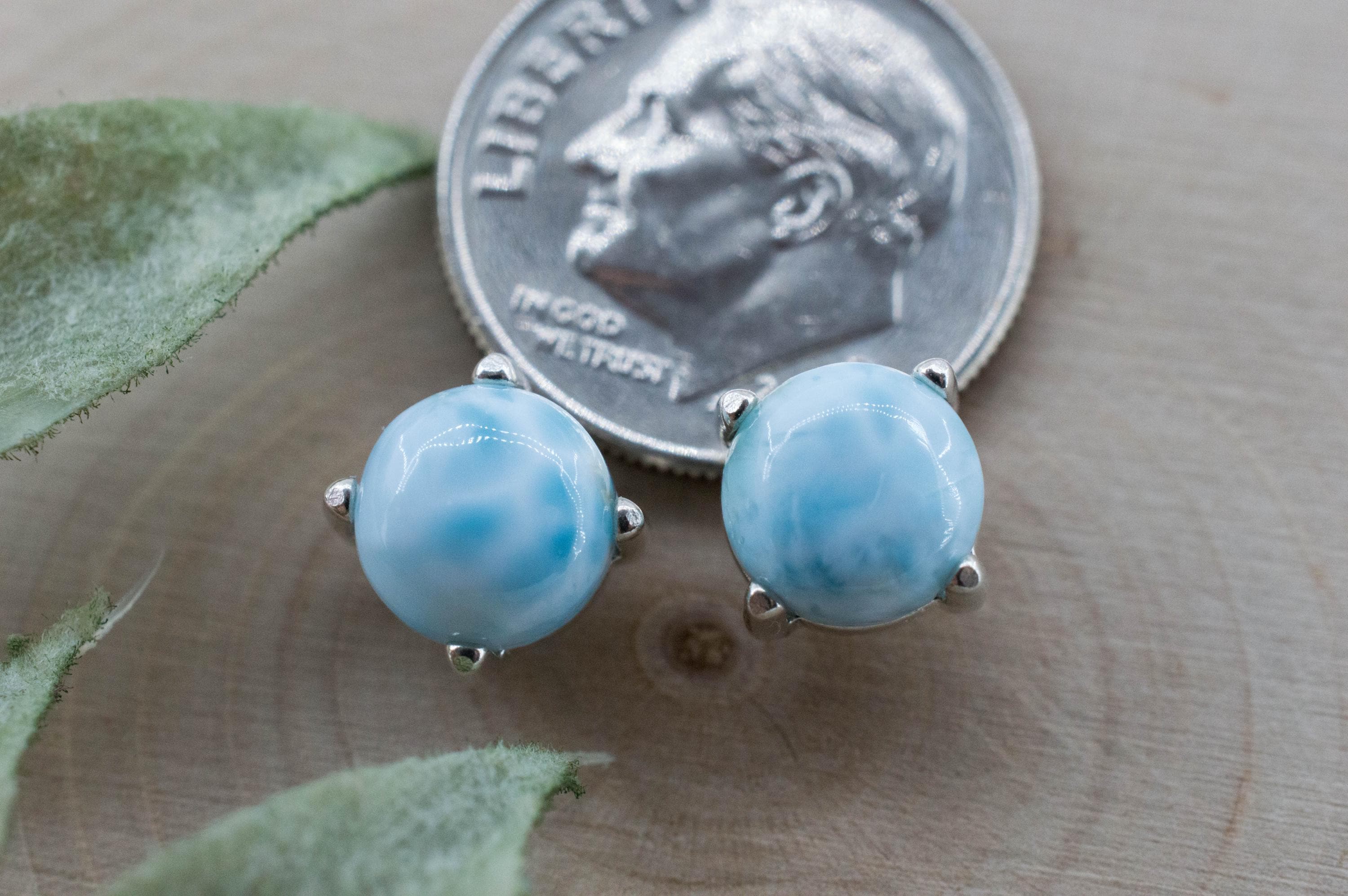 Larimar Earrings; Genuine Untreated Dominican Republic Larimar; 3.510cts
