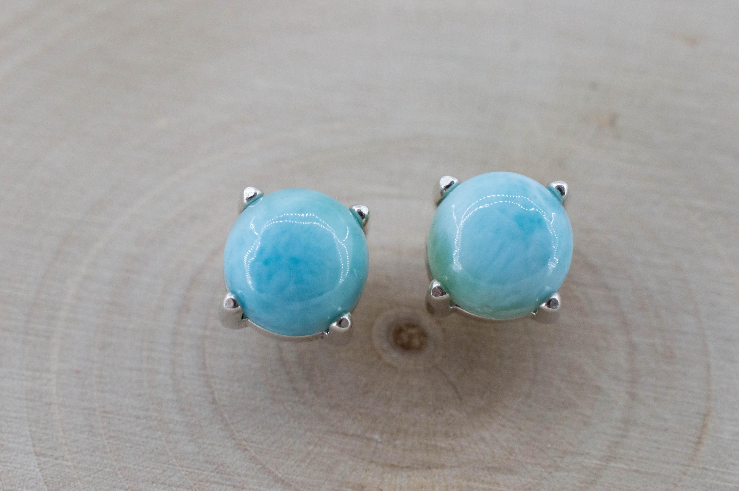 Larimar Earrings; Genuine Untreated Dominican Republic Larimar; 3.780cts