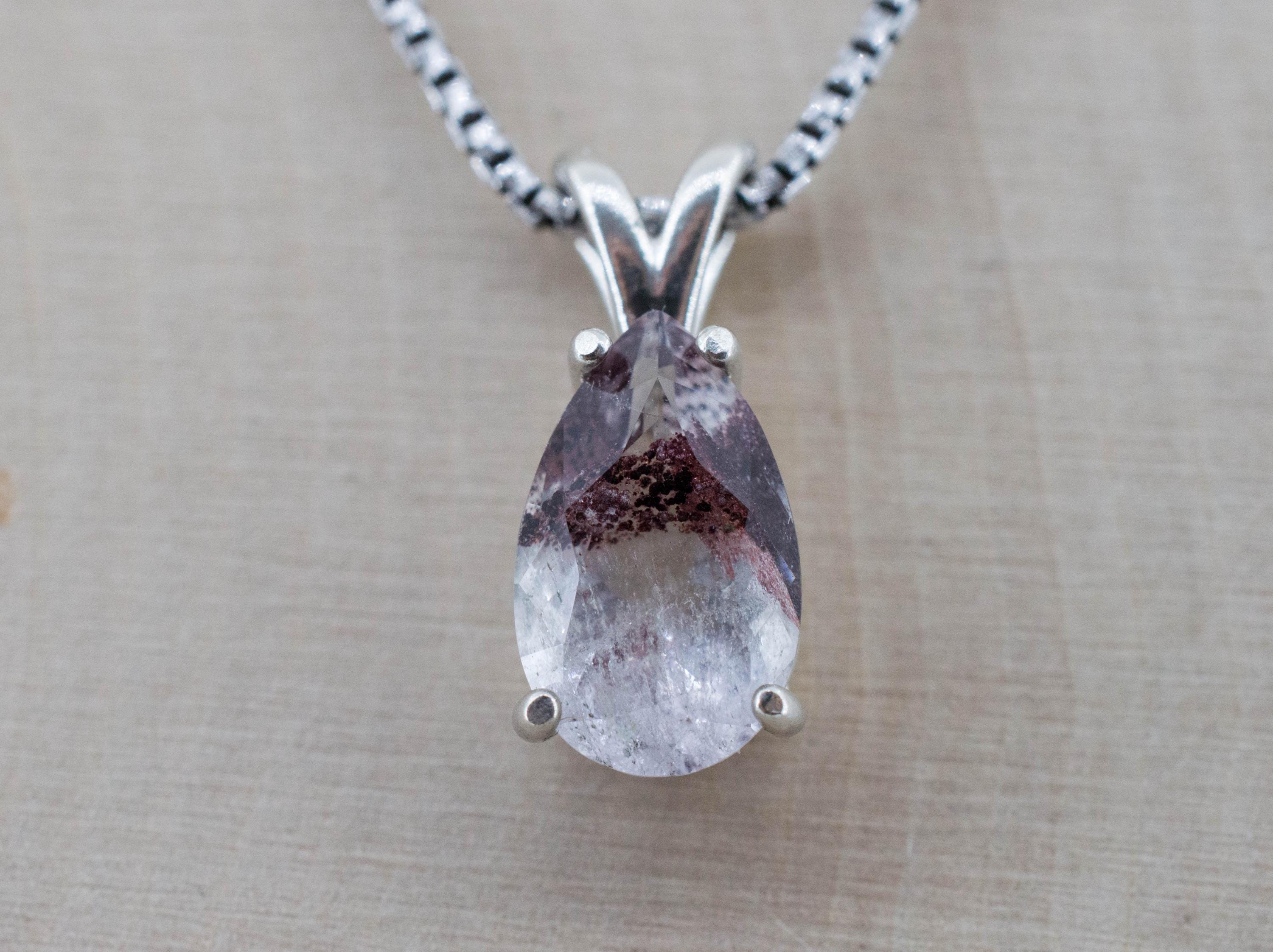 Hematite Quartz Pendant; Natural Untreated India Sunset Phantom Quartz; 2.645cts