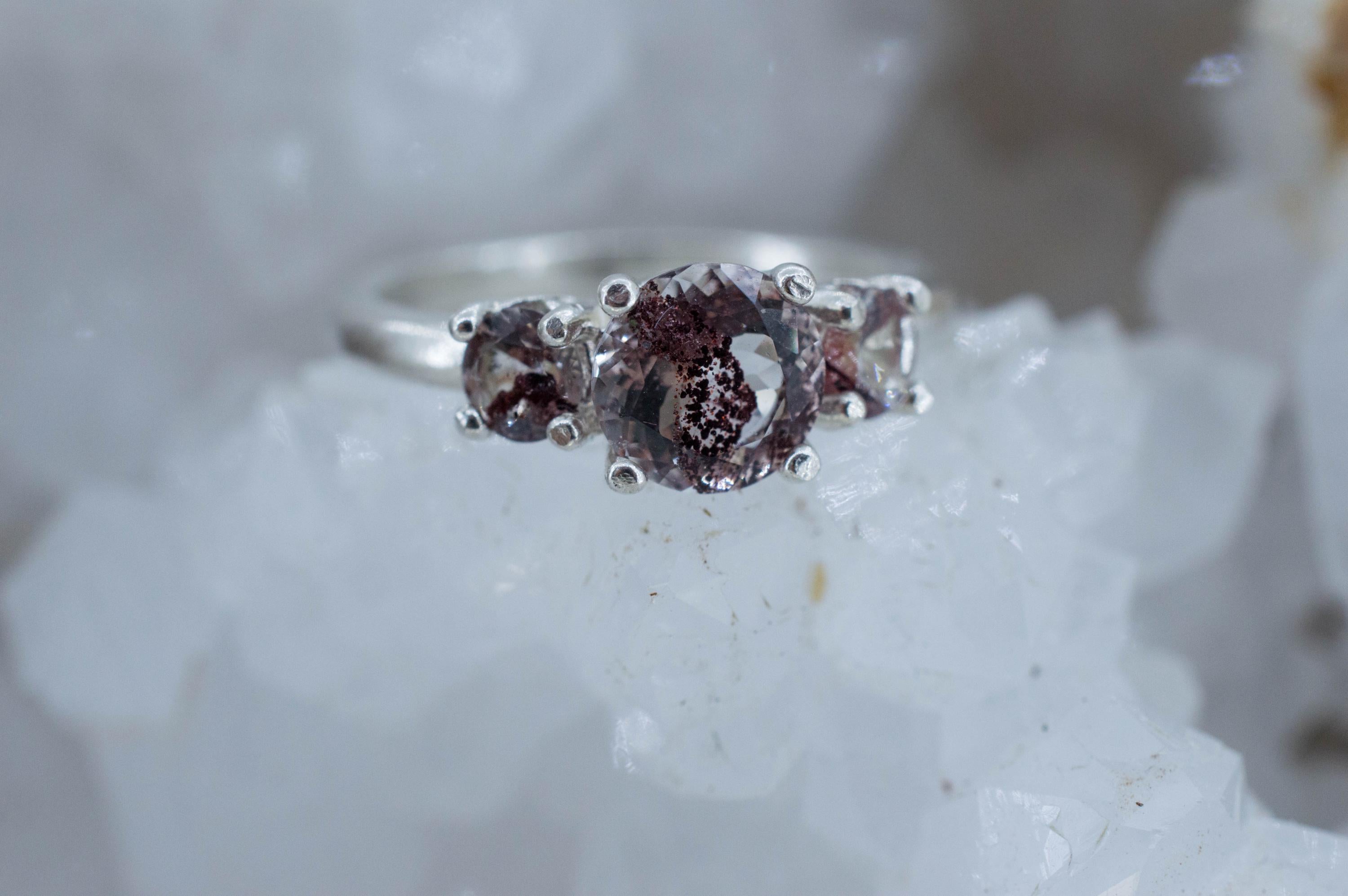 Hematite Quartz Ring; Natural Untreated India Sunset Phantom Quartz; 1.300cts