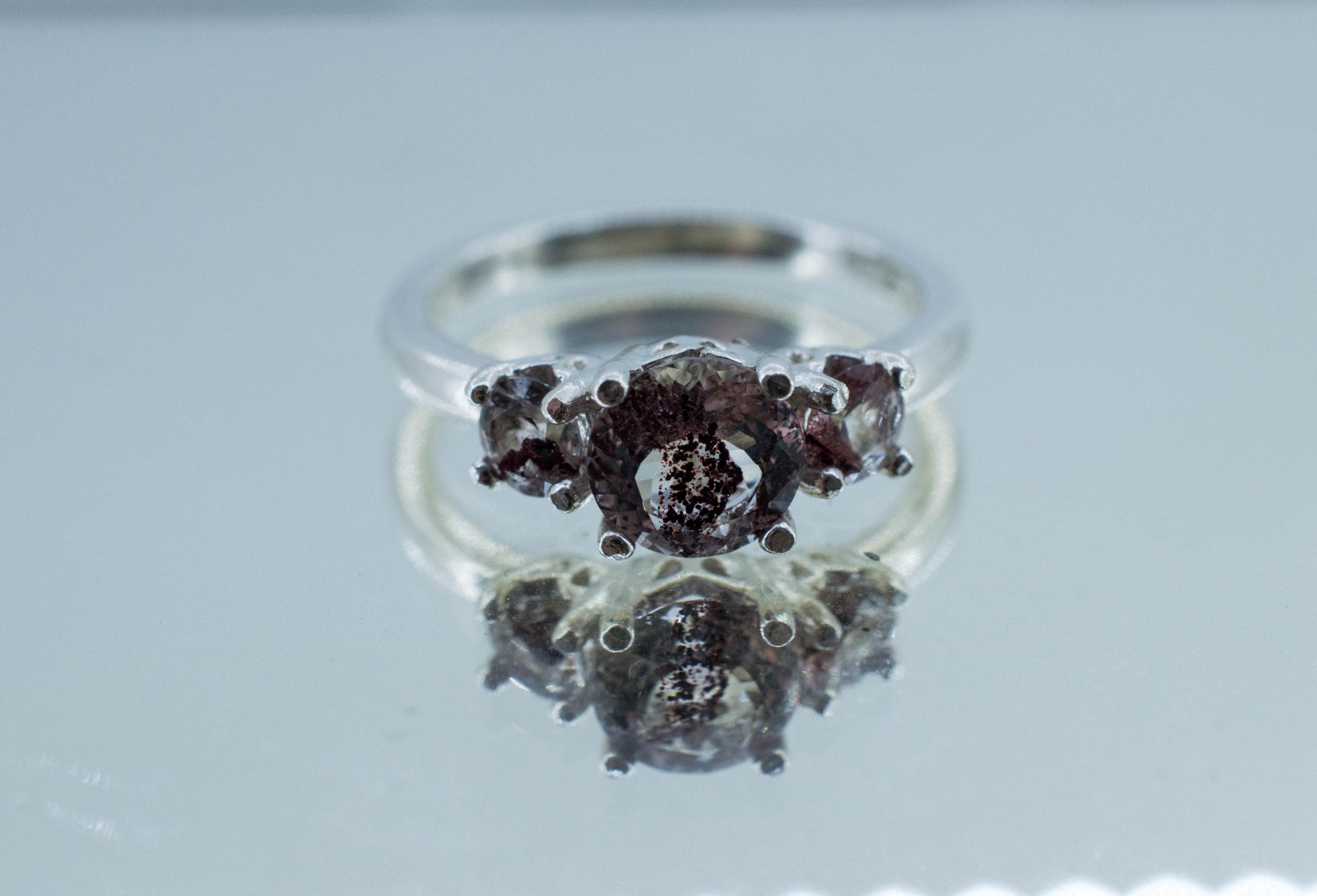 Hematite Quartz Ring; Natural Untreated India Sunset Phantom Quartz; 1.300cts
