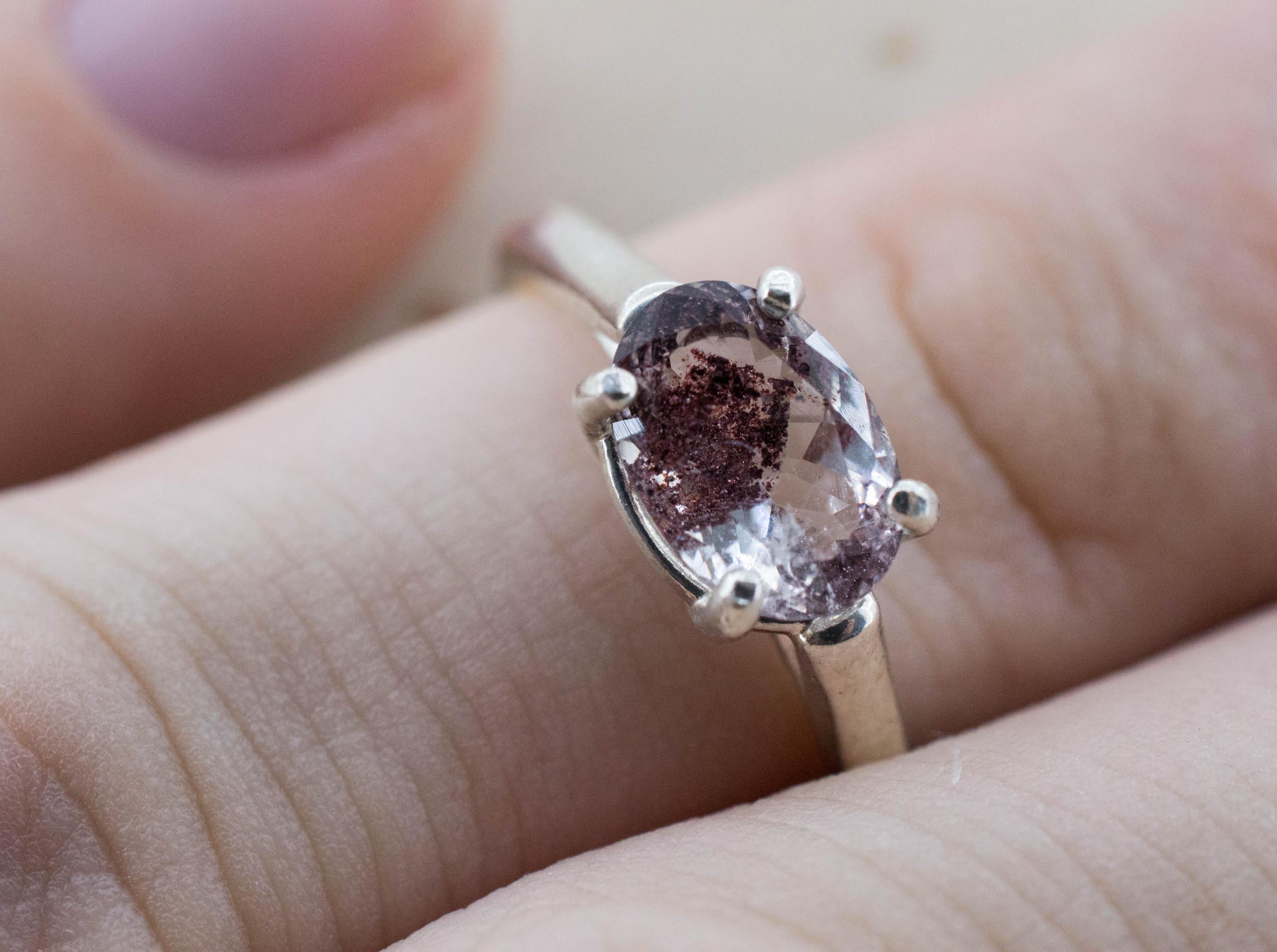 Hematite Quartz Ring; Natural Untreated India Sunset Phantom Quartz; 1.410cts