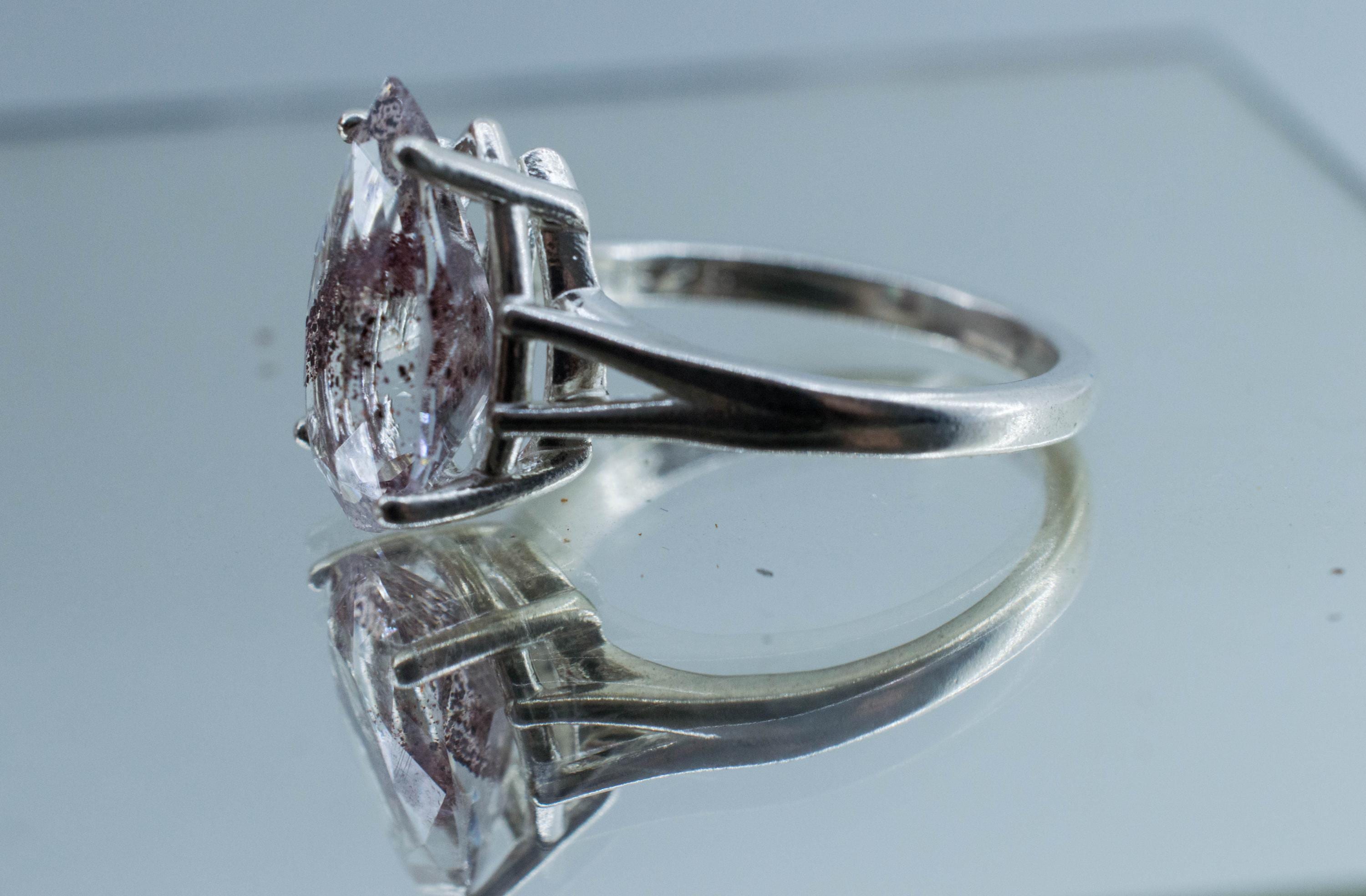 Hematite Quartz Ring; Natural Untreated India Sunset Phantom Quartz; 3.320cts