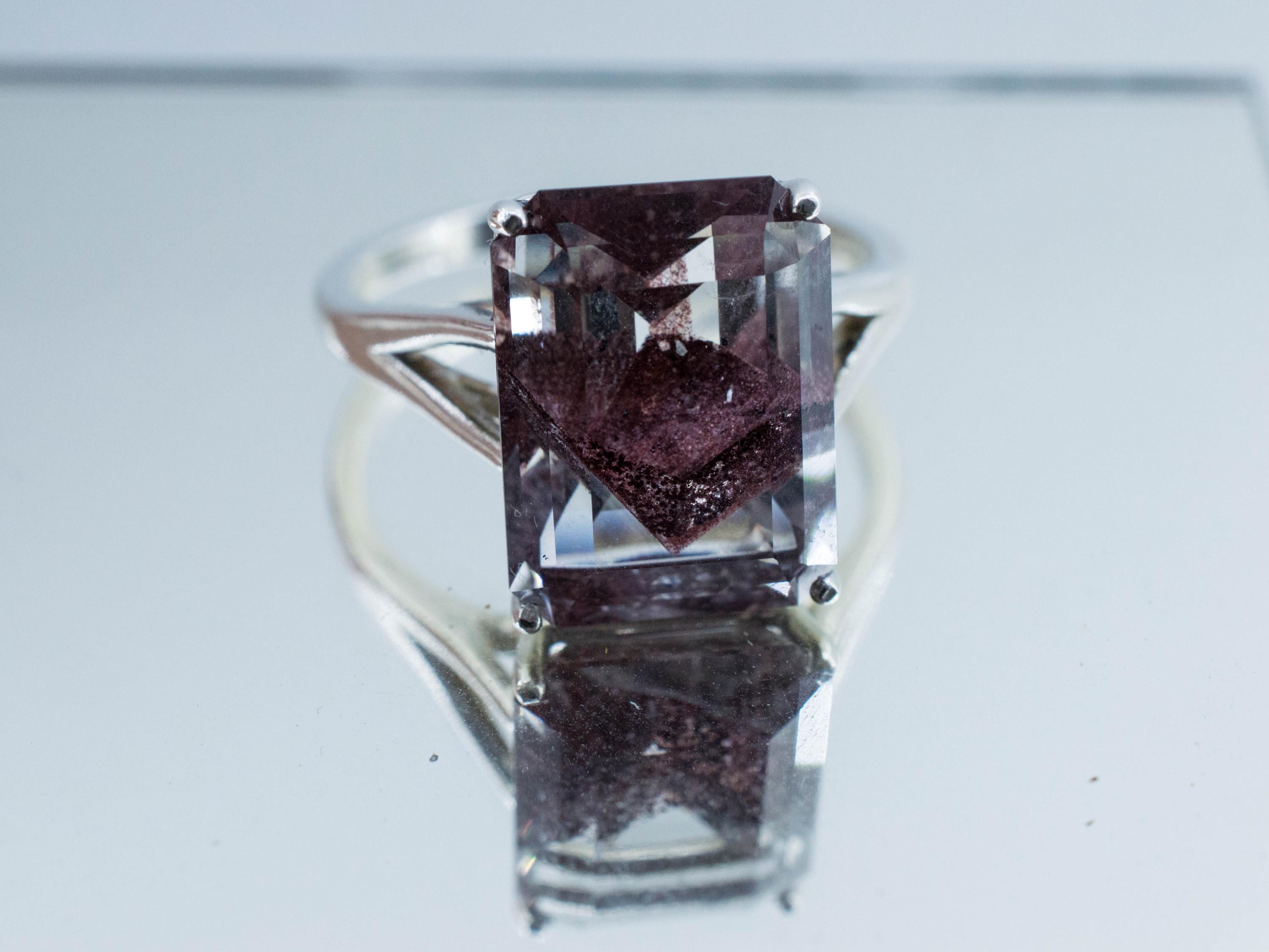 Hematite Quartz Ring; Natural Untreated India Sunset Phantom Quartz; 13.125cts