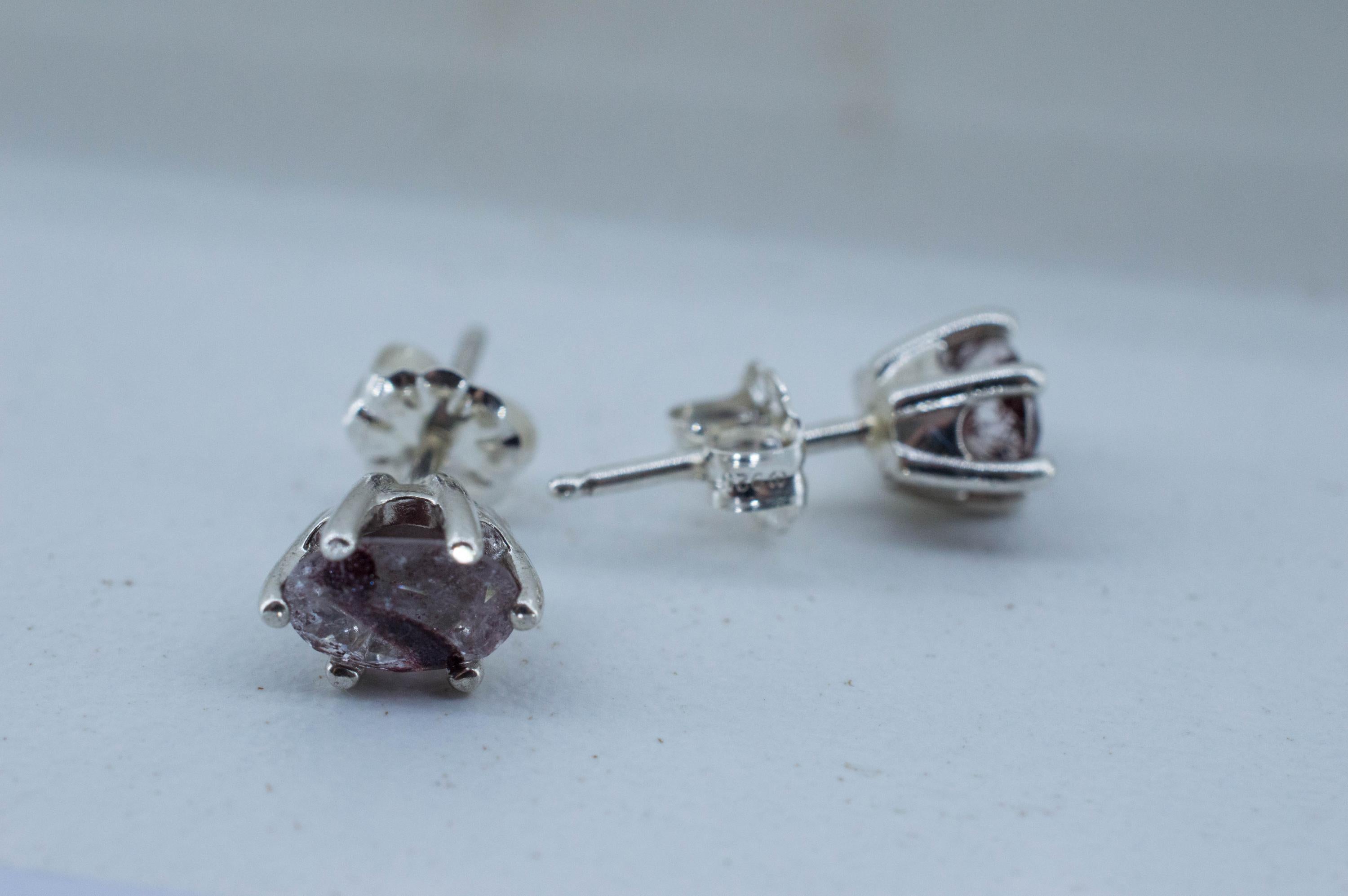Hematite Quartz Earrings; Natural Untreated India Sunset Phantom Quartz; 1.005cts