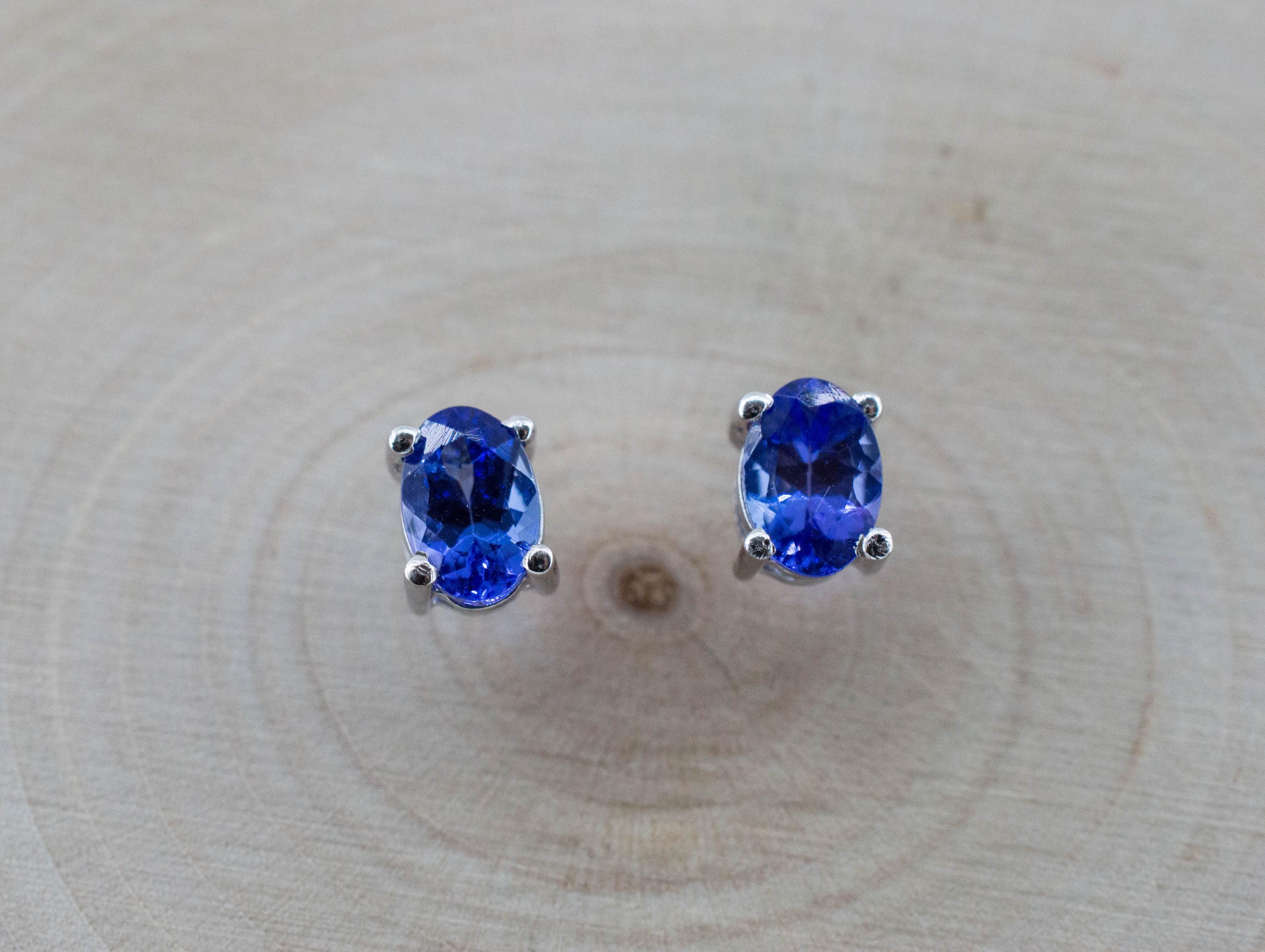 Tanzanite Earrings; Natural Tanzania Tanzanite; 0.975cts