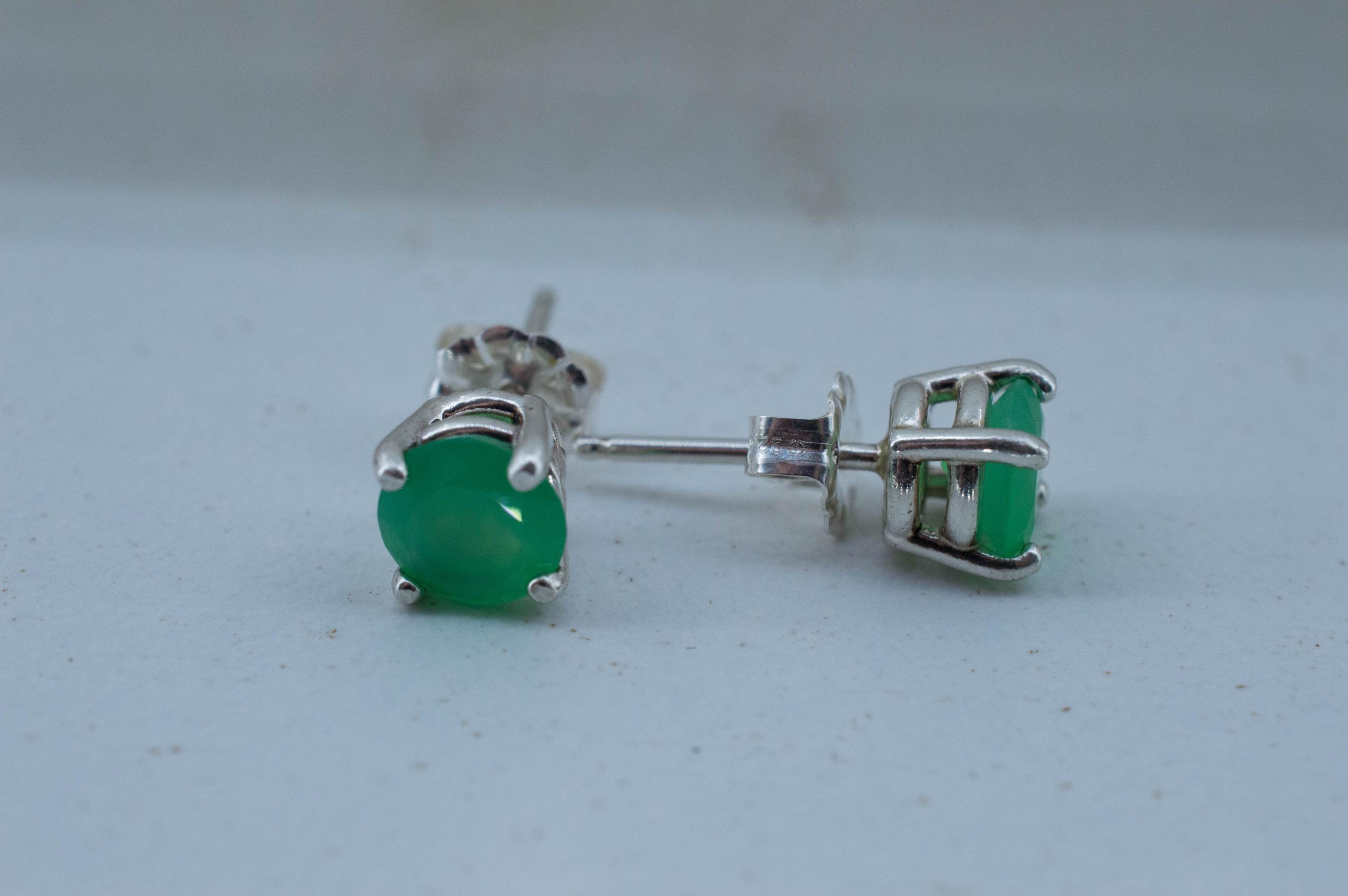 Chrysoprase Earrings, Natural Untreated Australian Chrysoprase; 1.155cts