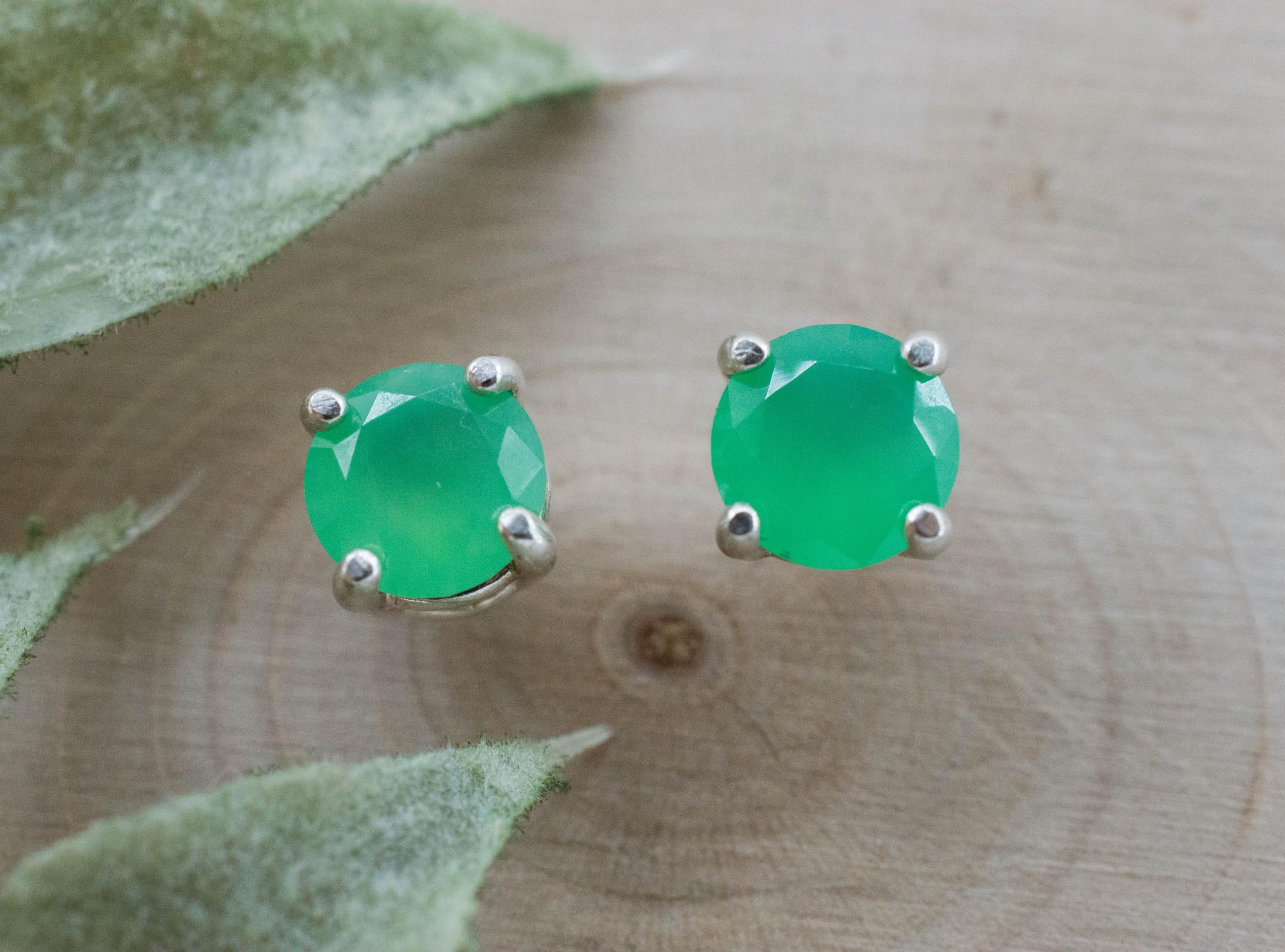 Chrysoprase Earrings, Natural Untreated Australian Chrysoprase; 1.155cts