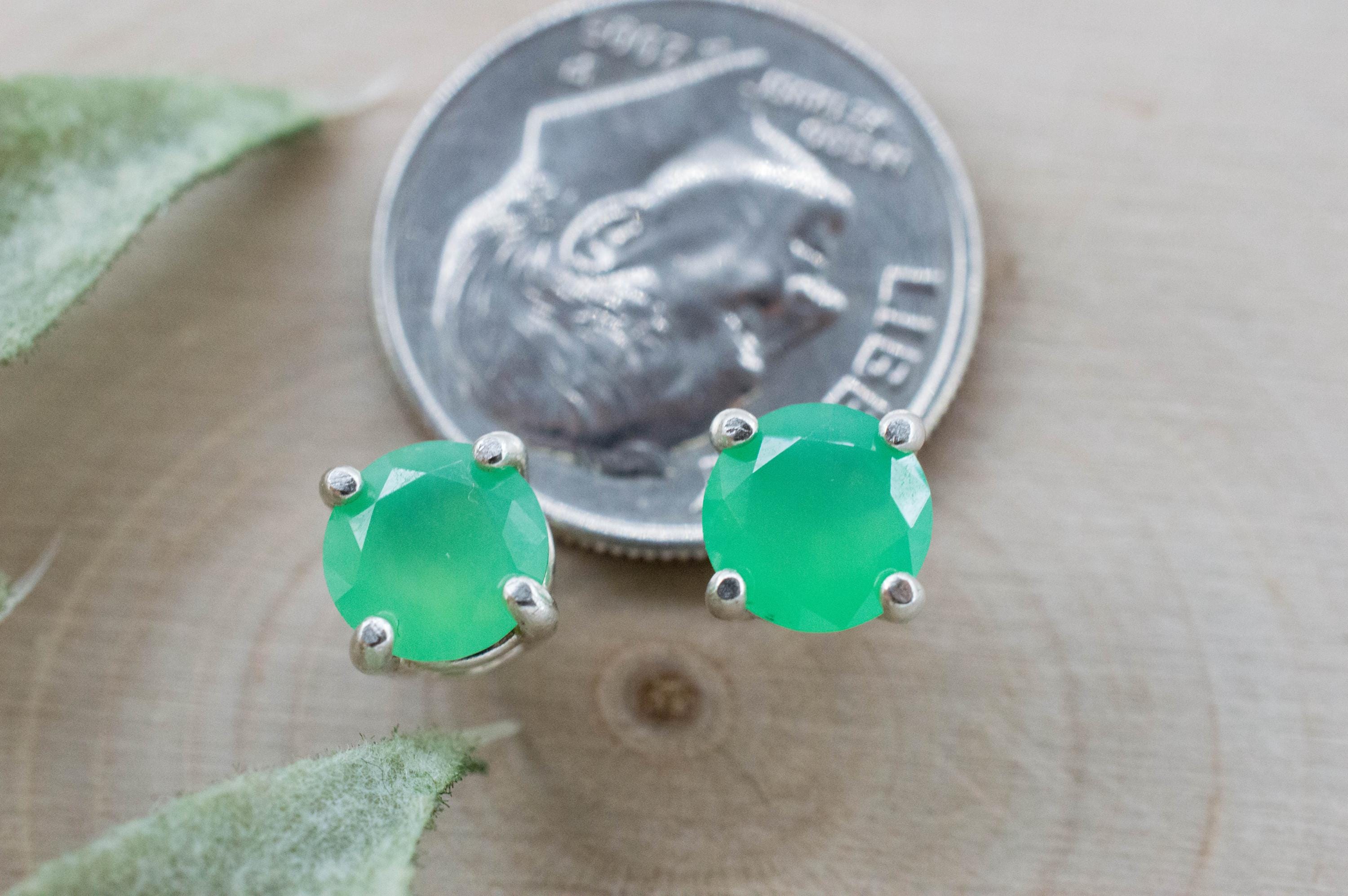Chrysoprase Earrings, Natural Untreated Australian Chrysoprase; 1.155cts