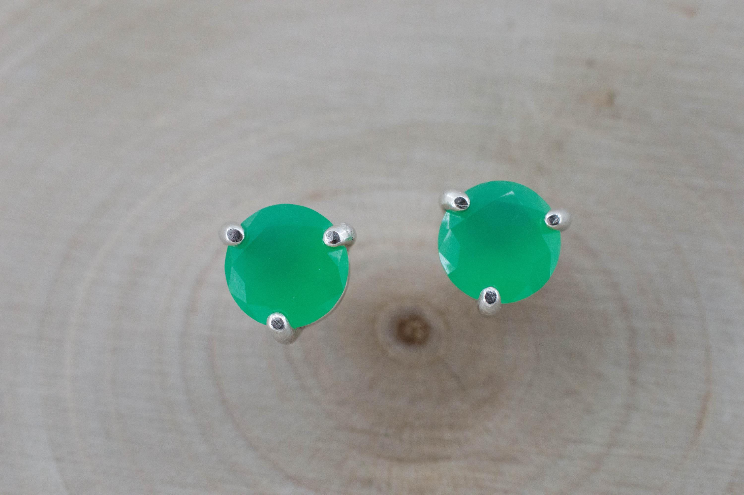 Chrysoprase Earrings, Natural Untreated Australian Chrysoprase; 1.195cts