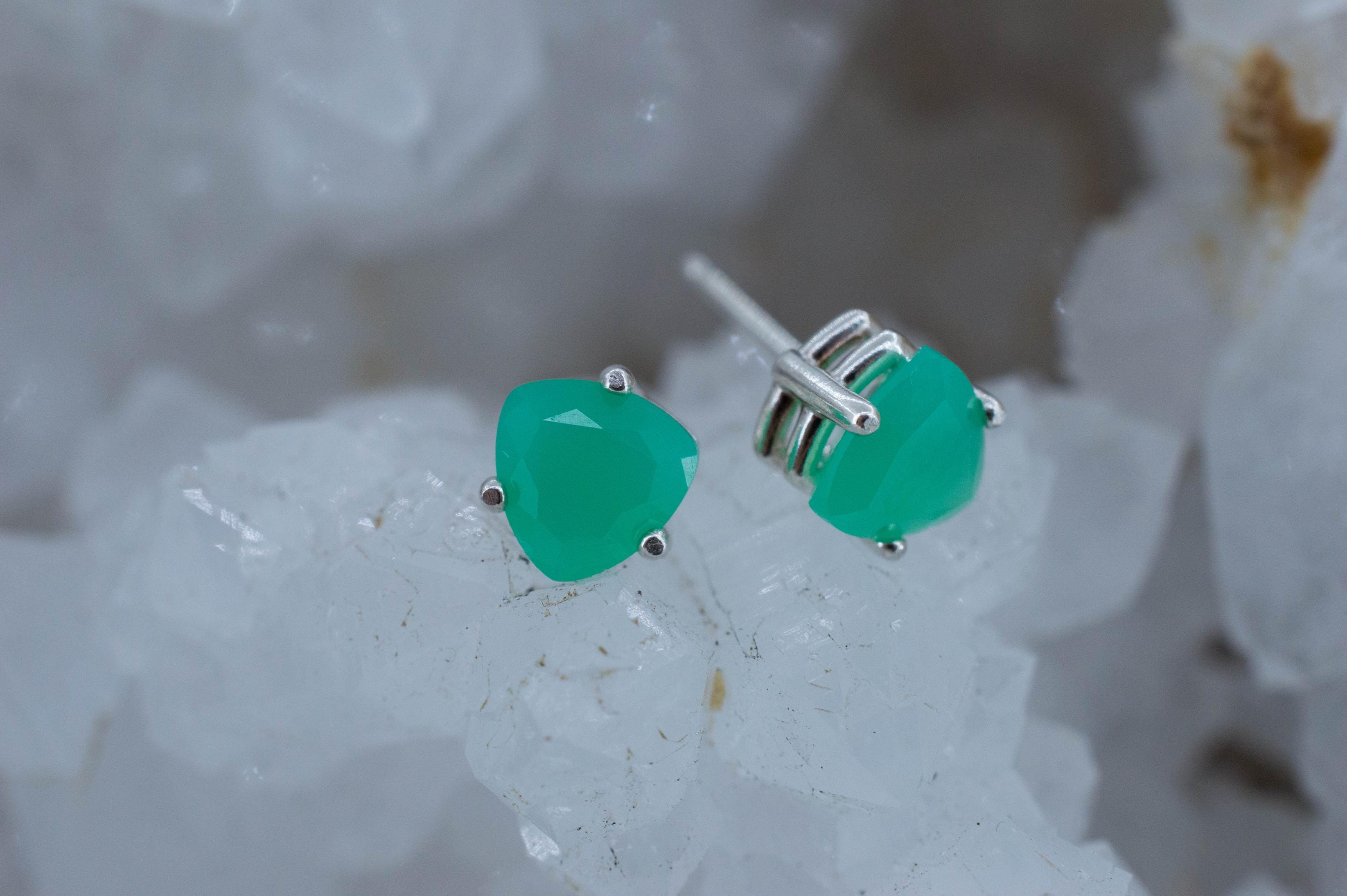 Chrysoprase Earrings, Natural Untreated Australian Chrysoprase; 1.415cts