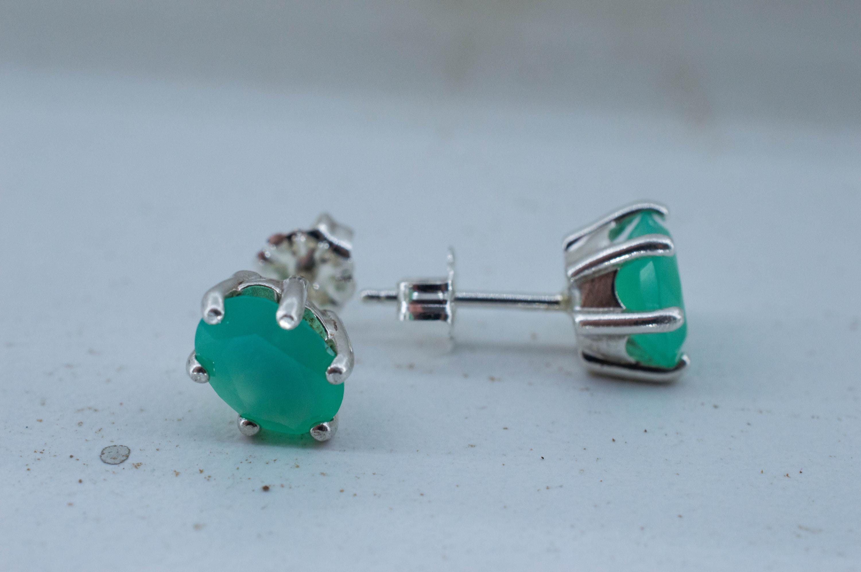 Chrysoprase Earrings, Natural Untreated Australian Chrysoprase; 2.000cts