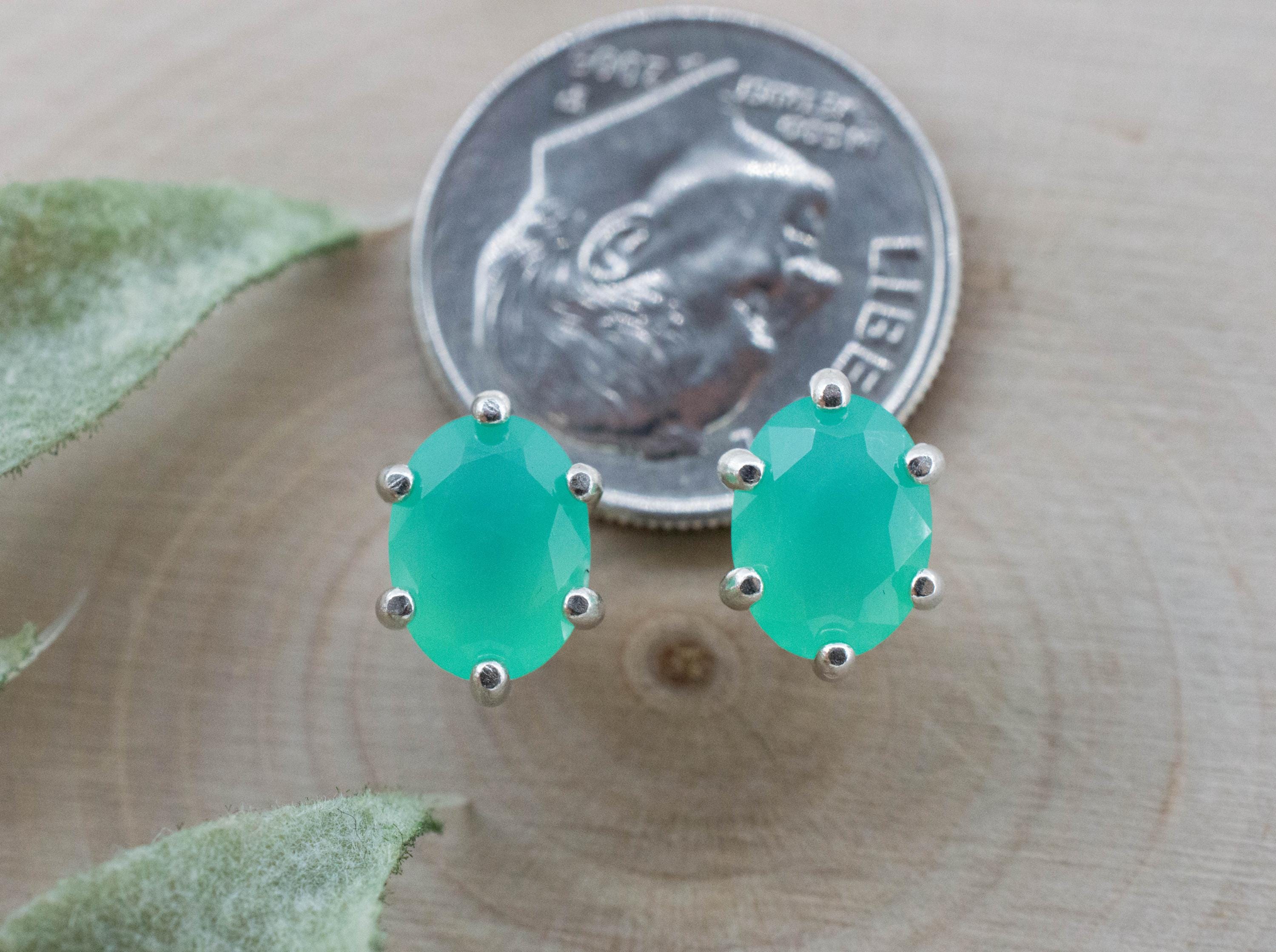 Chrysoprase Earrings, Natural Untreated Australian Chrysoprase; 2.000cts
