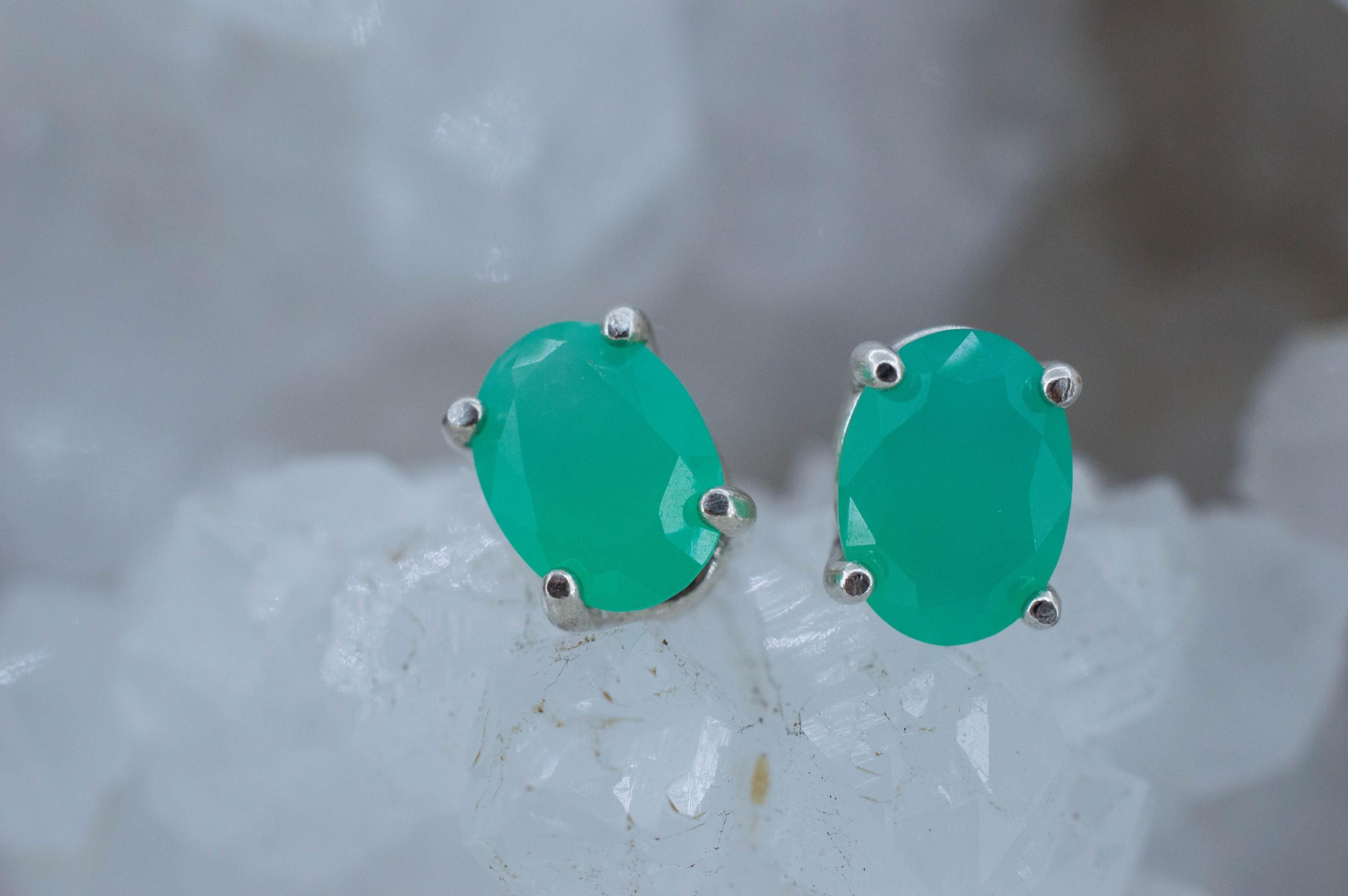 Chrysoprase Earrings, Natural Untreated Australian Chrysoprase; 2.065cts