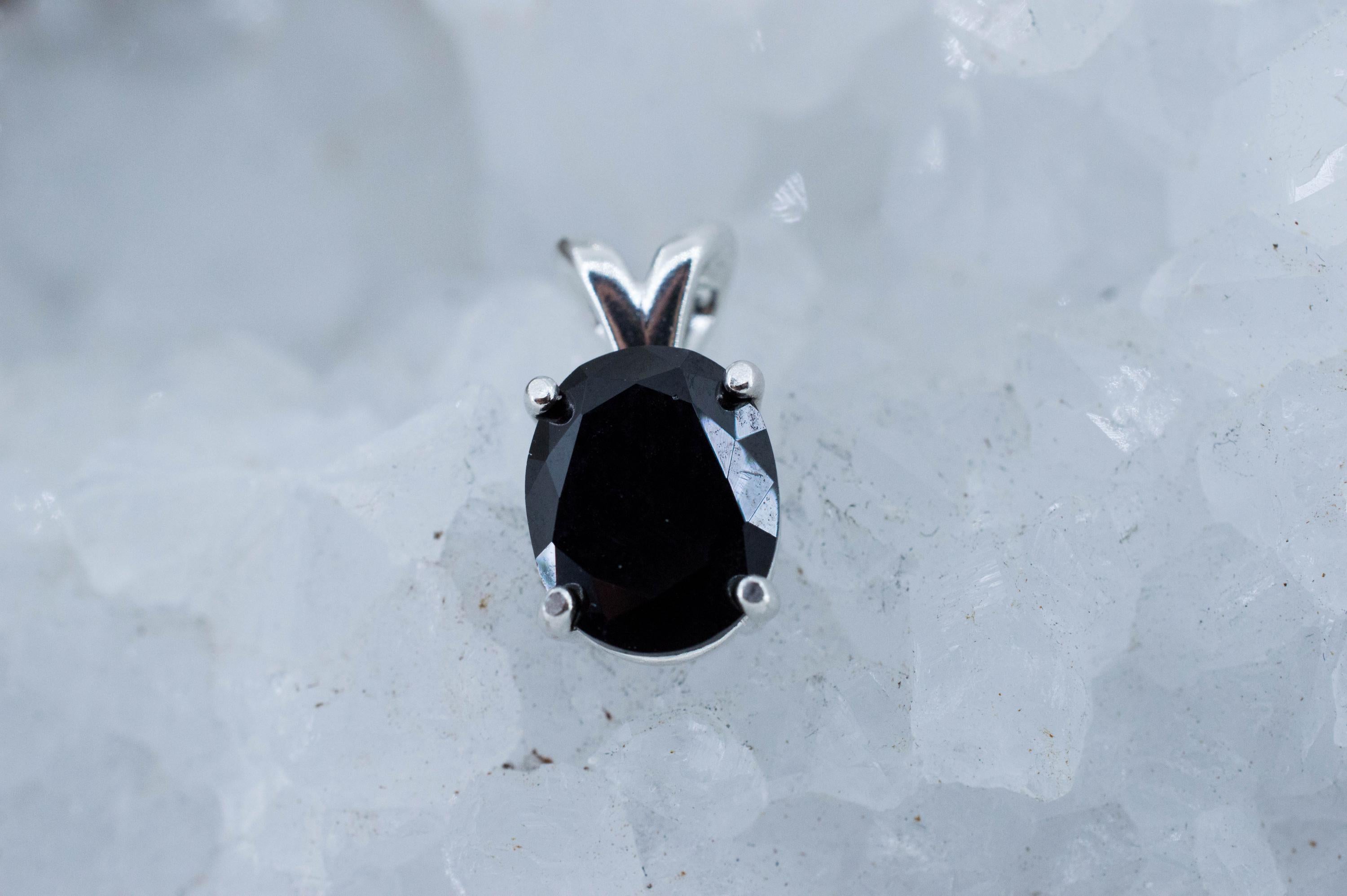 Black Spinel Pendant; Natural Untreated Thailand Spinel; 2.875cts