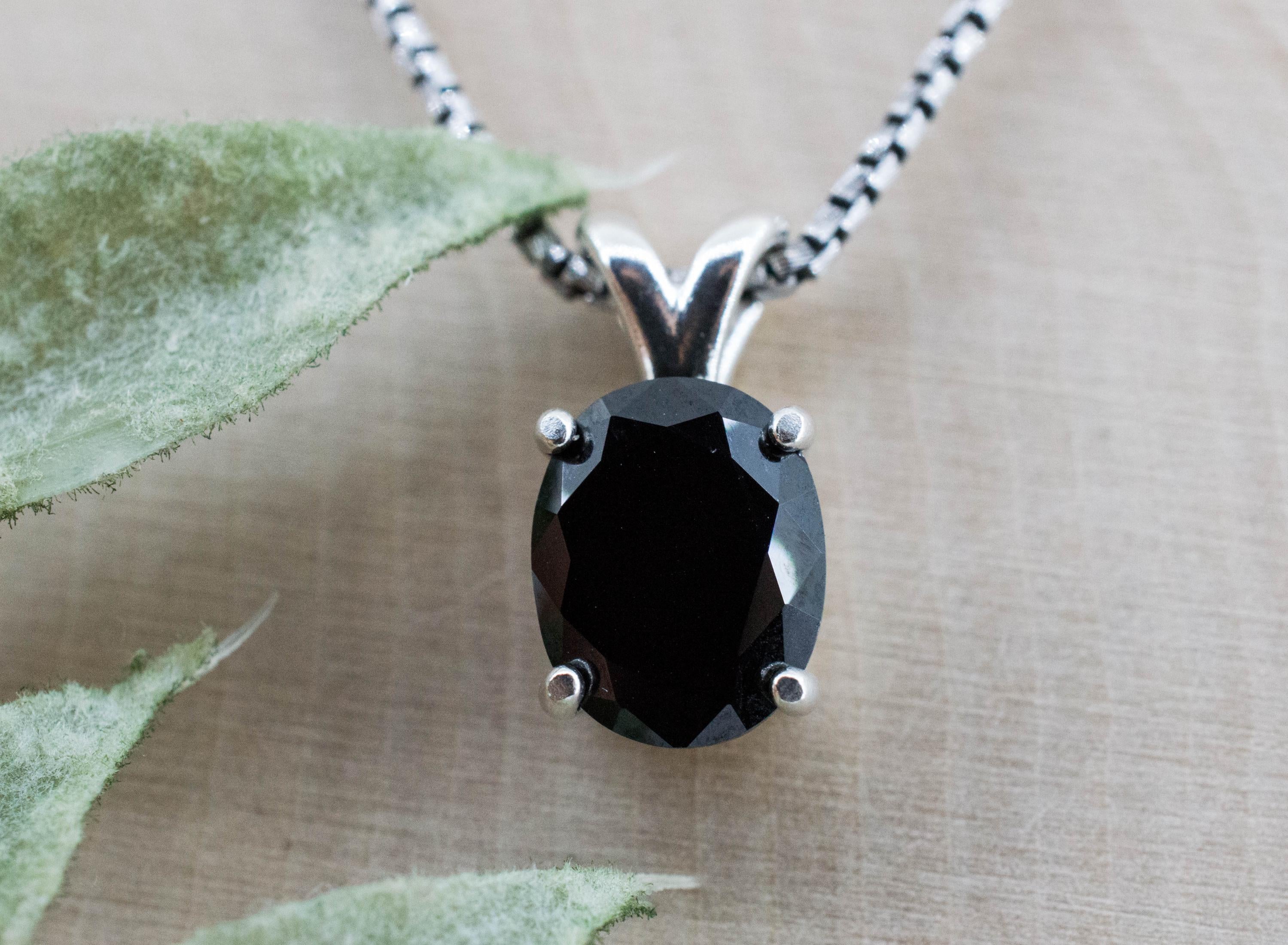 Black Spinel Pendant; Natural Untreated Thailand Spinel; 2.875cts