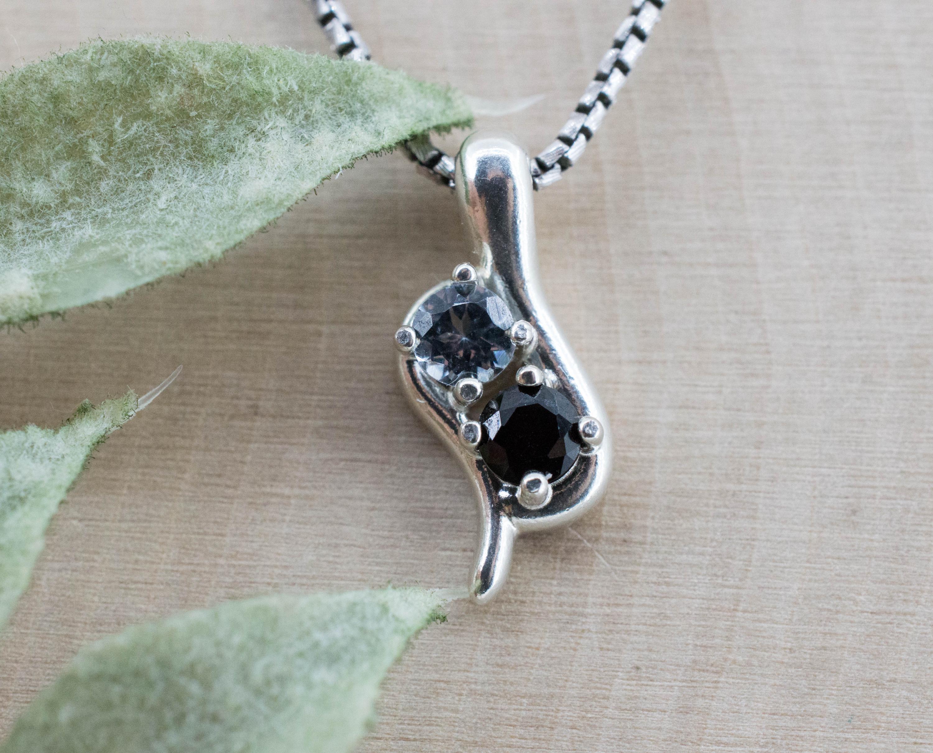 Black and Gray Spinel Pendant; Natural Untreated Thailand and Mozambique Spinel
